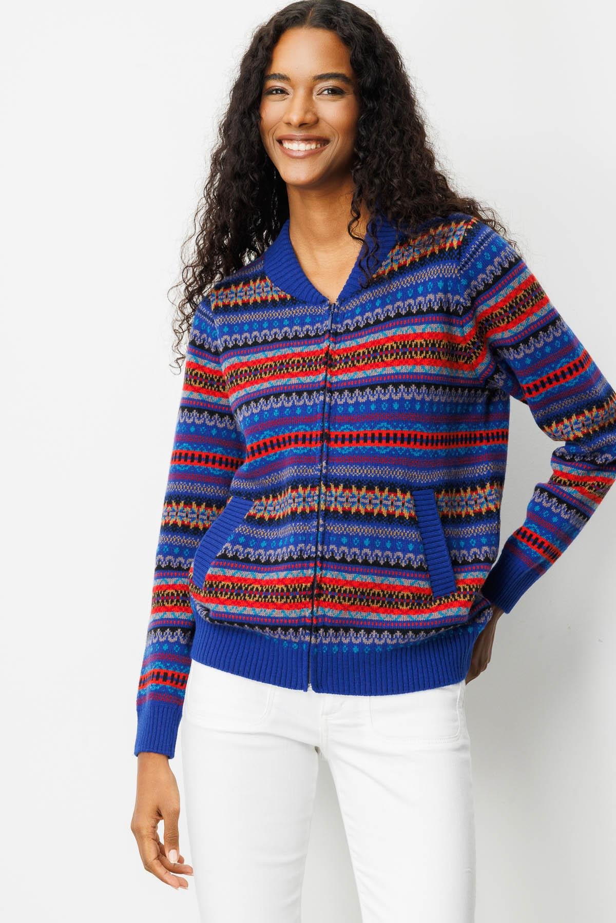 25102Kadın Hakim Yaka Jakarlı Yün Hırka K.S.Mavi