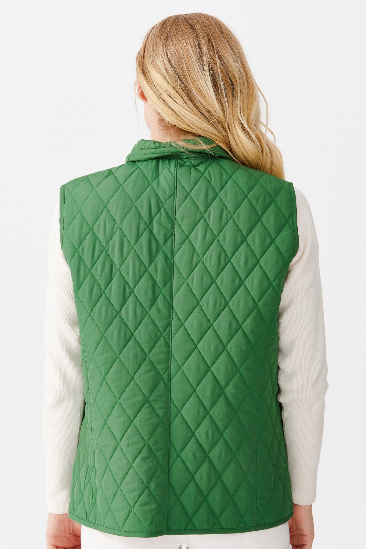 21437Женская стеганая жилетка, салатовая