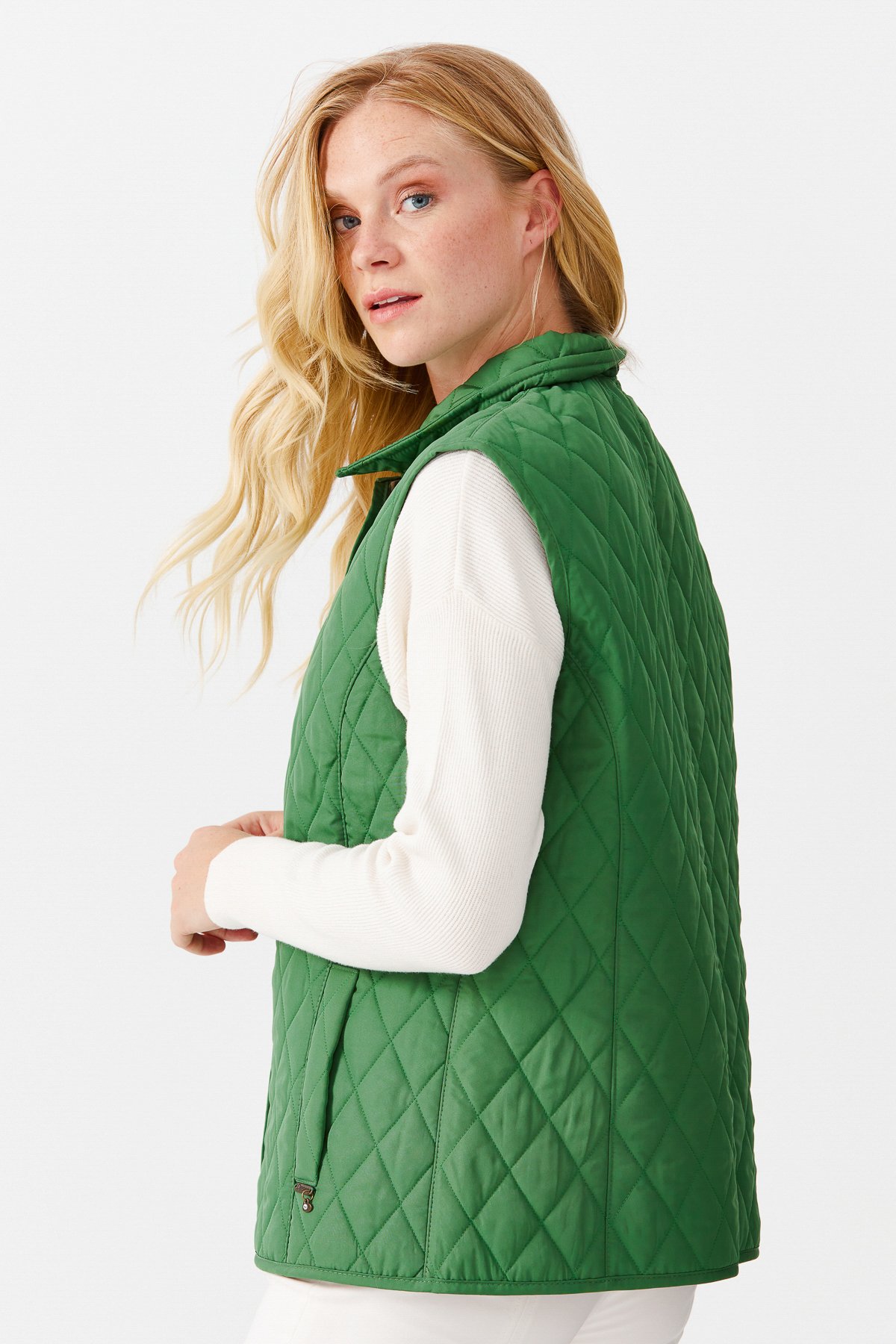 21437Женская стеганая жилетка, салатовая