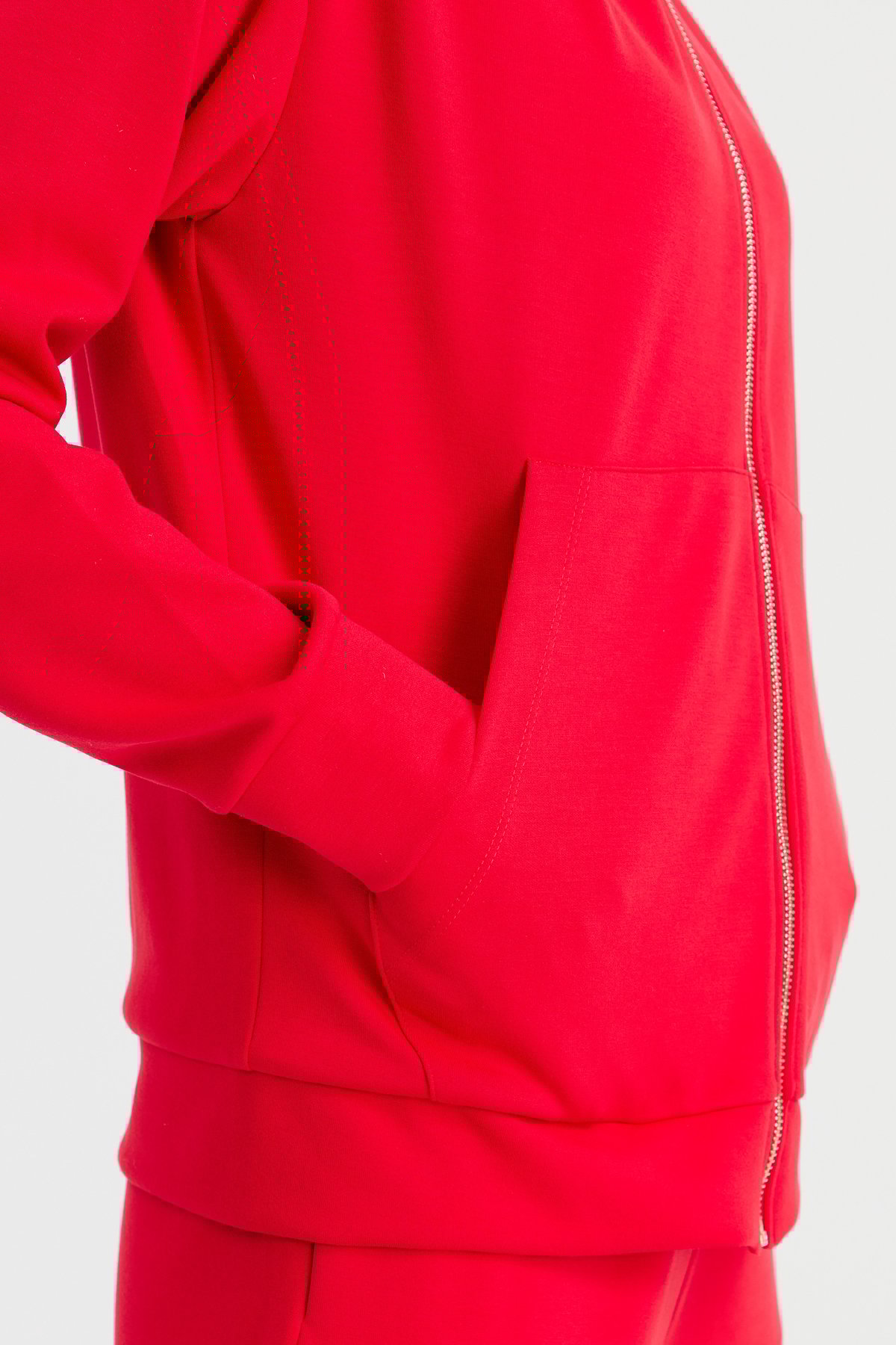 KMK23005Kadın Kapüşonlu Fileli Yan Cepli Sweat Kırmızı