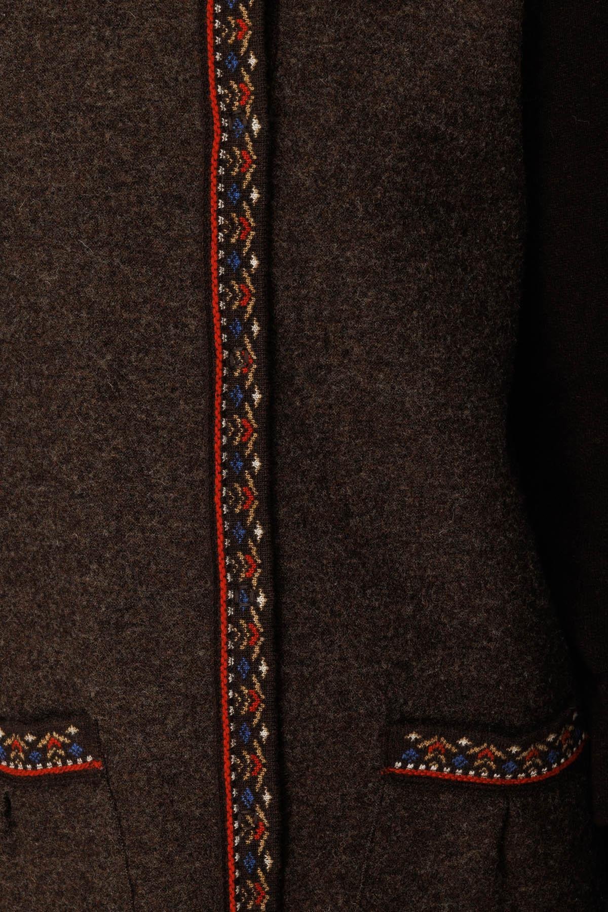 25019Kadın Kapüşonlu Önü Keçe Yün Kaban K.Kahve