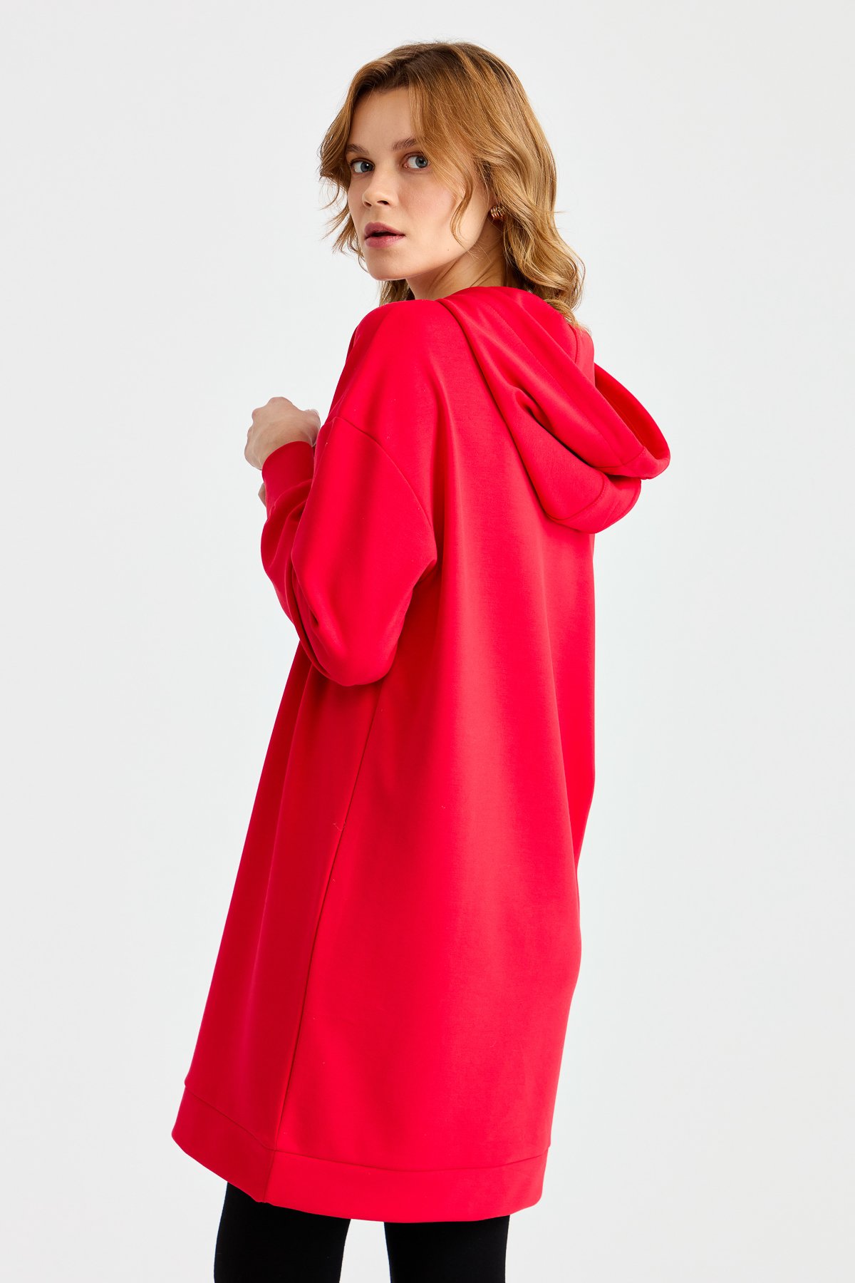 KMK23003Женское спортивное платье с капюшоном