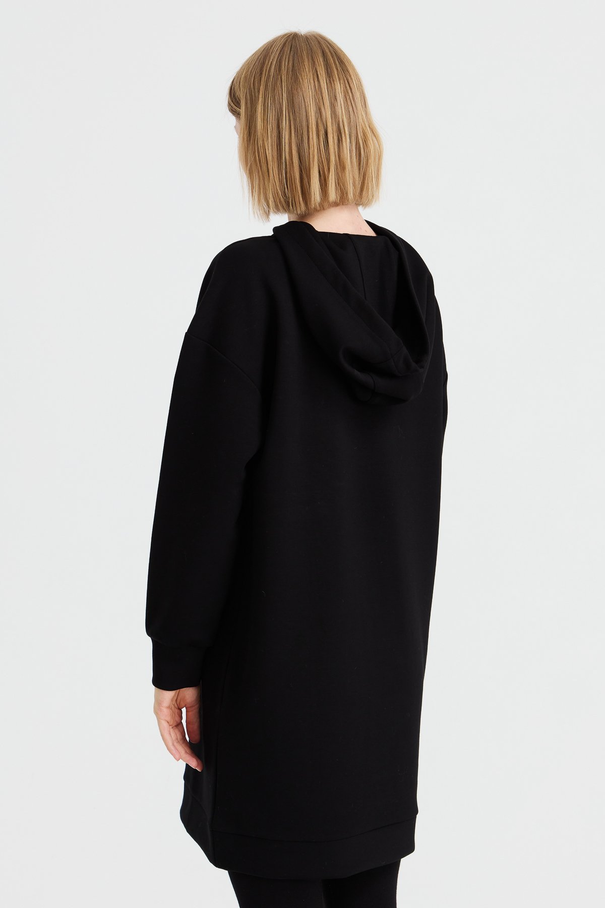 KMK23003Kadın Kapüşonlu Sweat Elbise Siyah