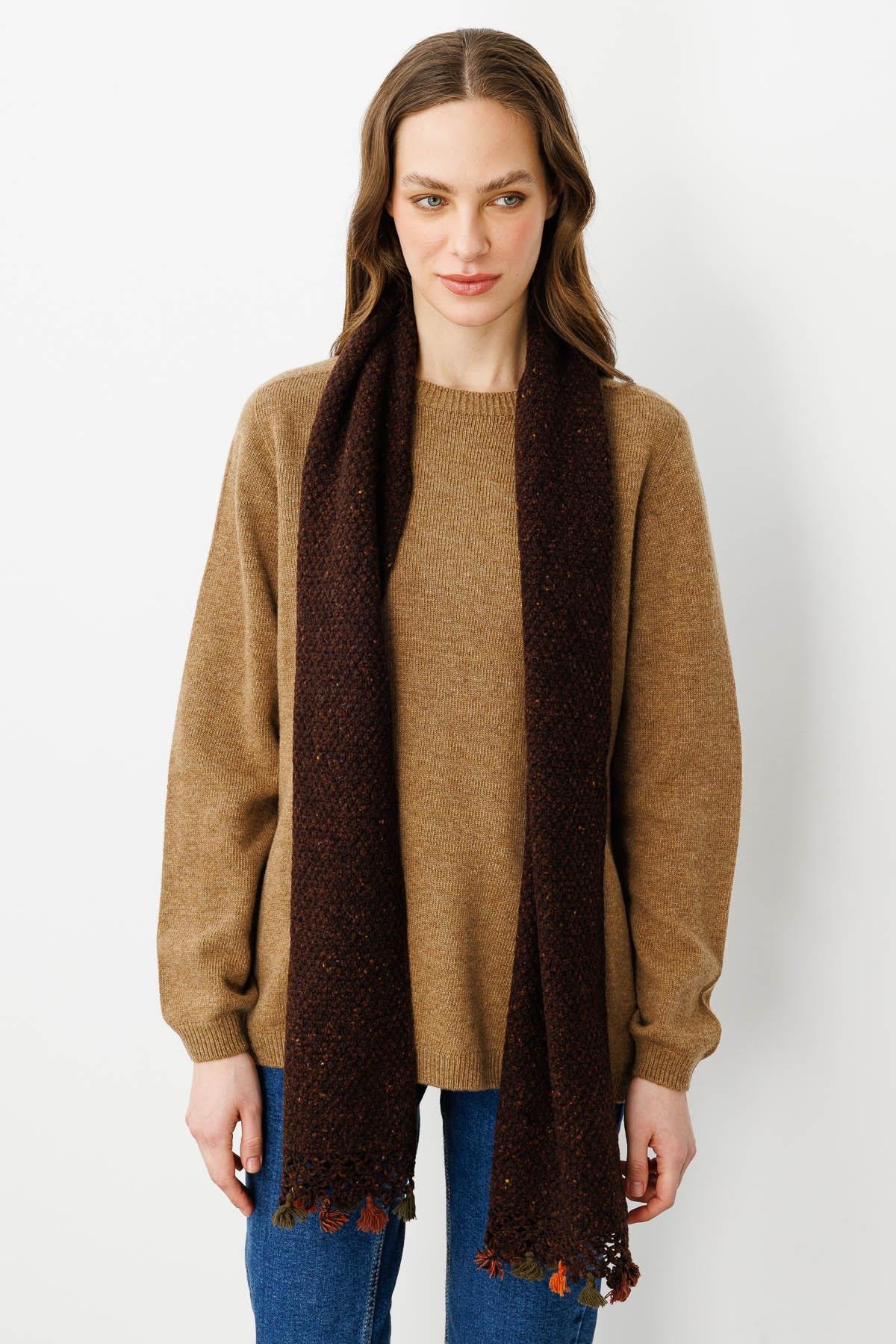 22033Женская шаль ЧЕРНЫЙ КОФЕ