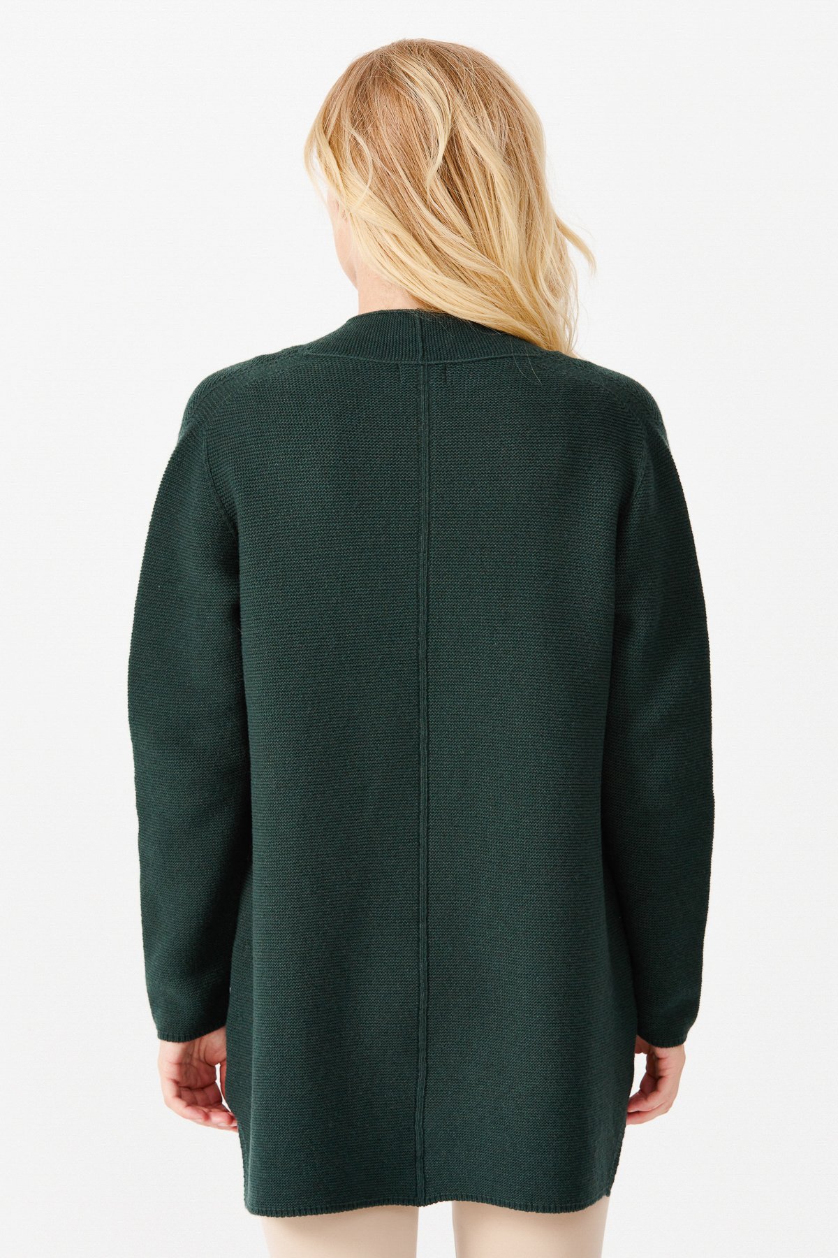 22095Женский жакет нараспашку с разрезом, зеленый