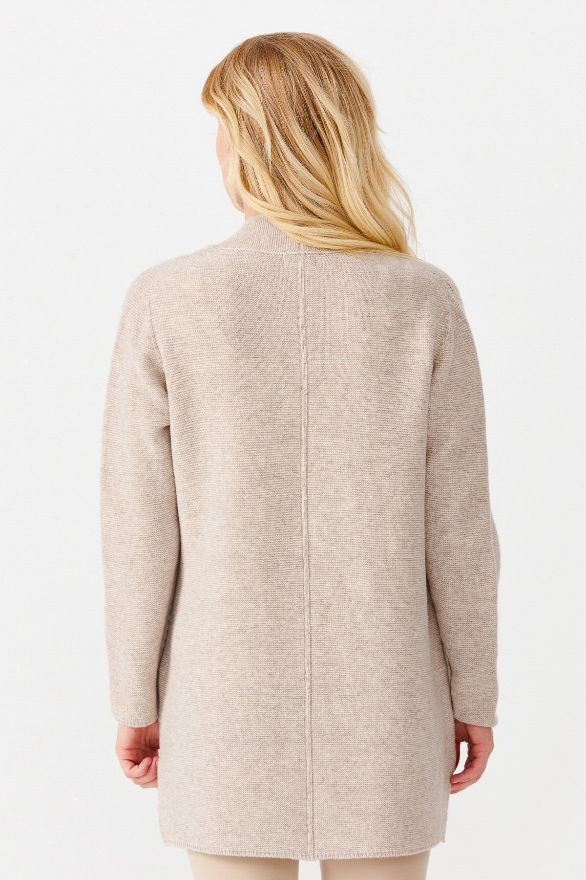 22095Женский жакет нараспашку с разрезом, бежевый