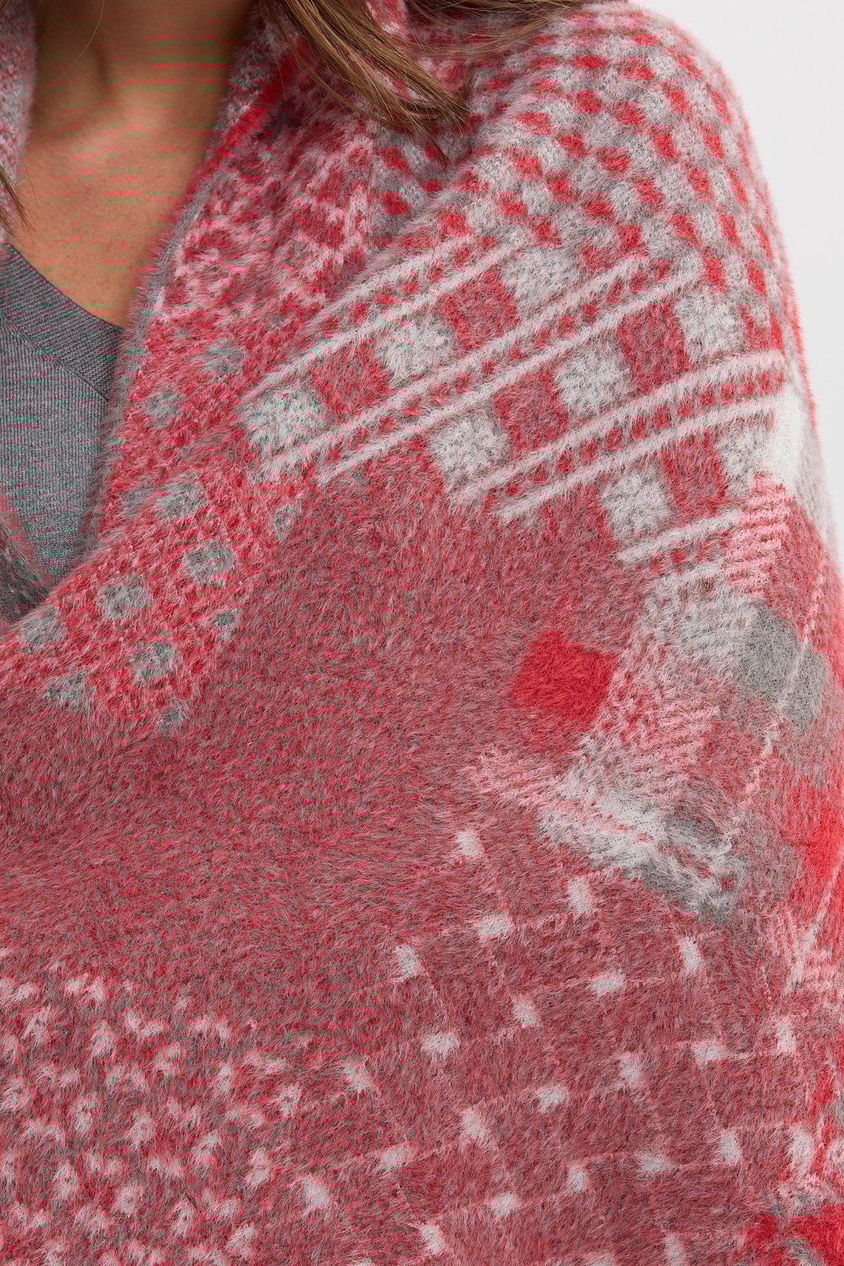 22261Kadın Kırk Yama Desenli Büyük Şal 11