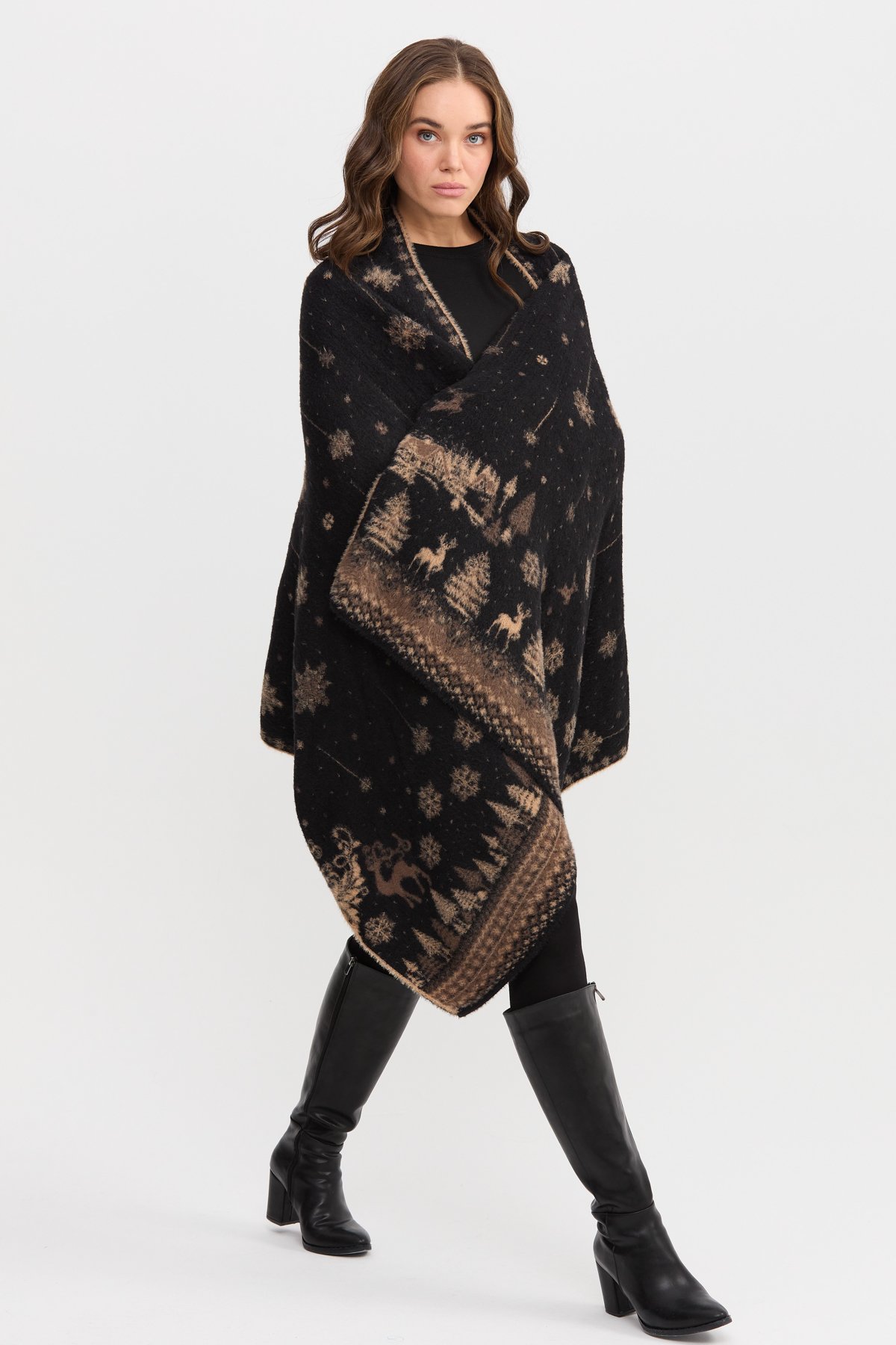 22261Kadın Kırk Yama Desenli Büyük Şal 27