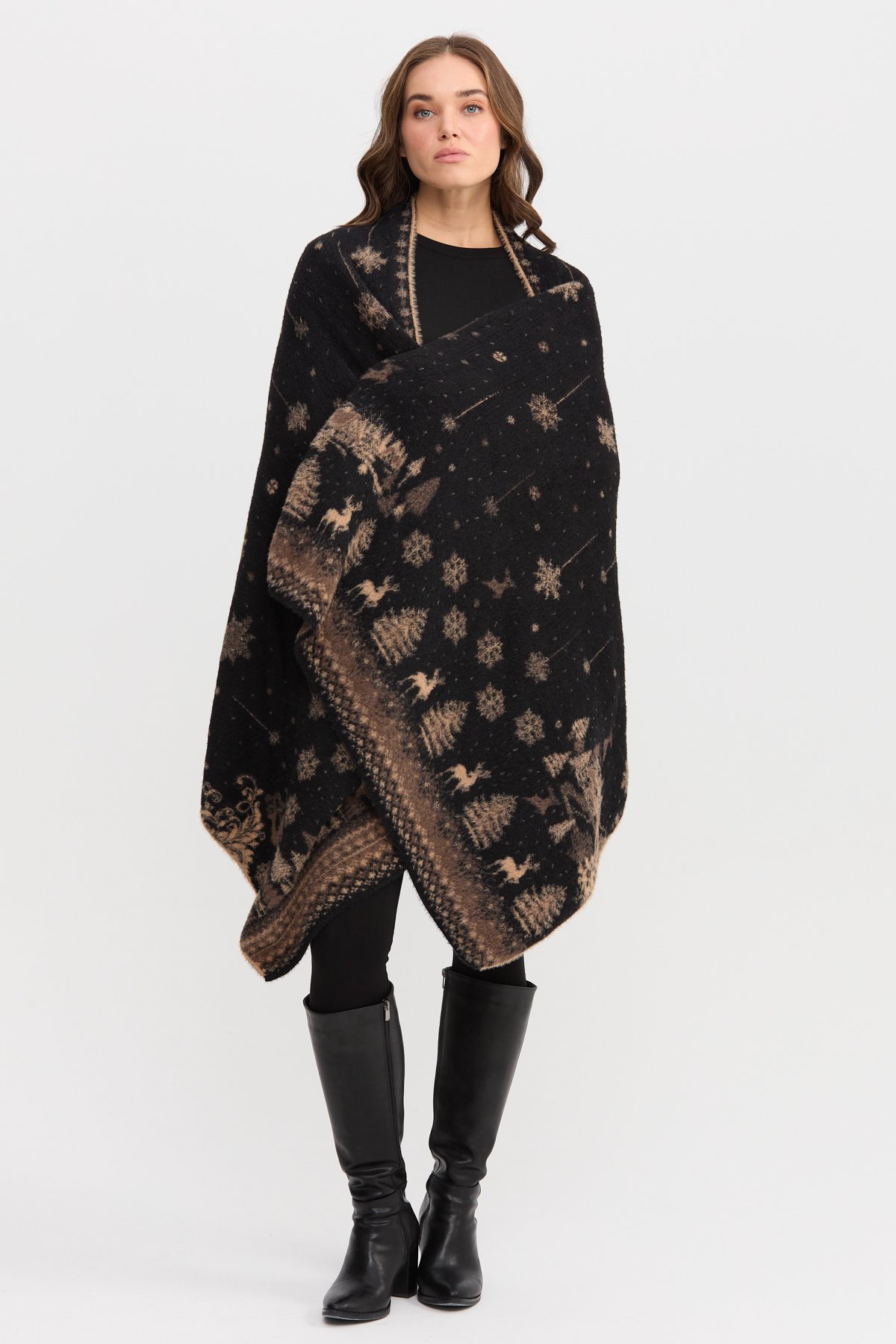 22261Kadın Kırk Yama Desenli Büyük Şal 27