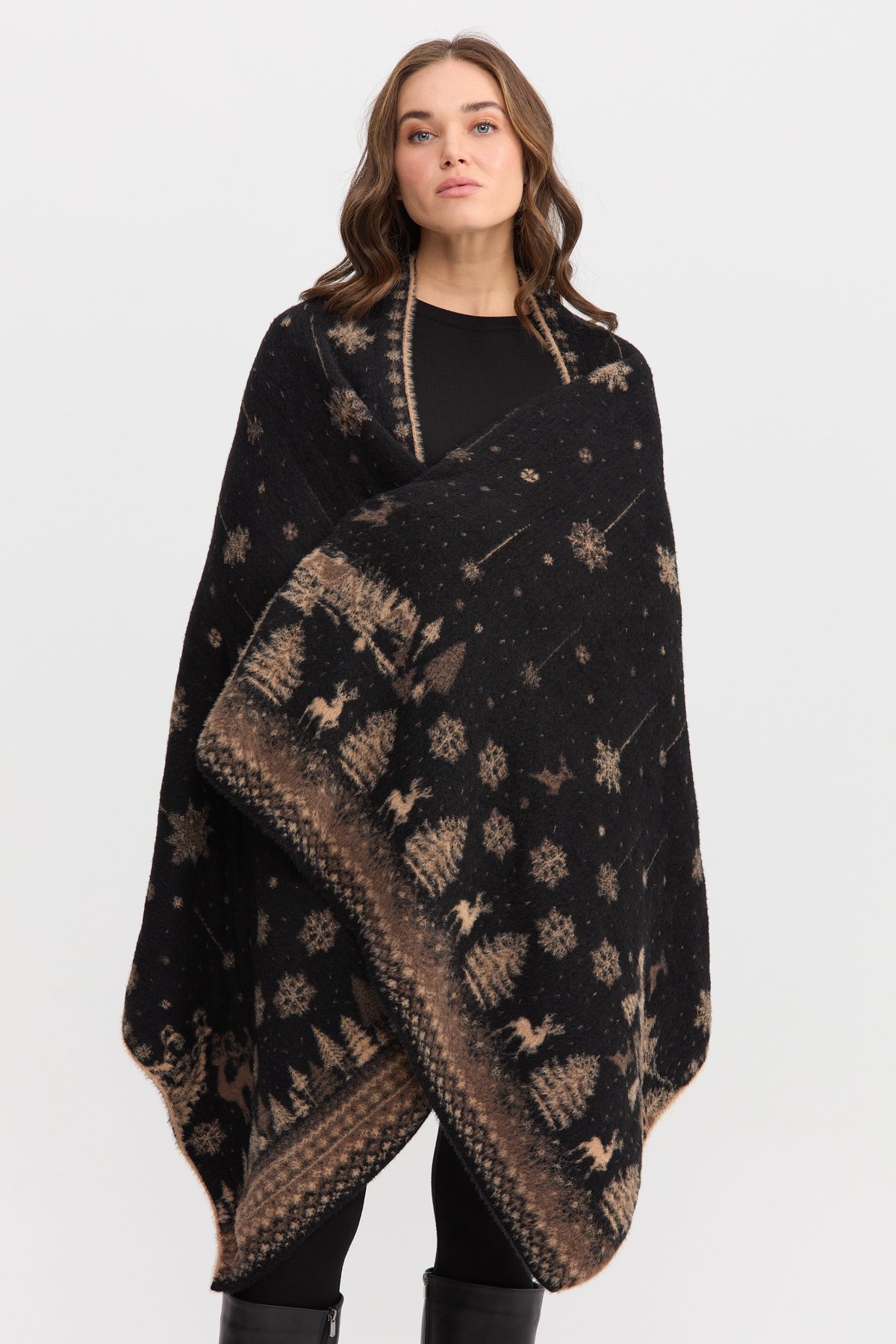 22261Kadın Kırk Yama Desenli Büyük Şal 27