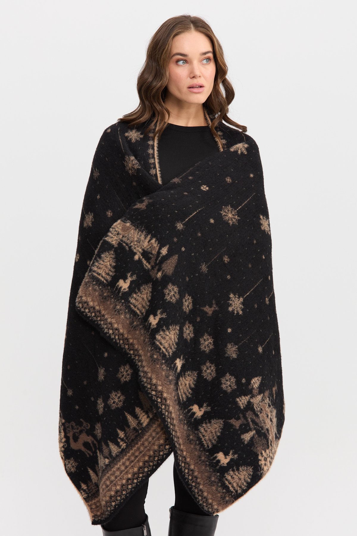 22261Kadın Kırk Yama Desenli Büyük Şal 27