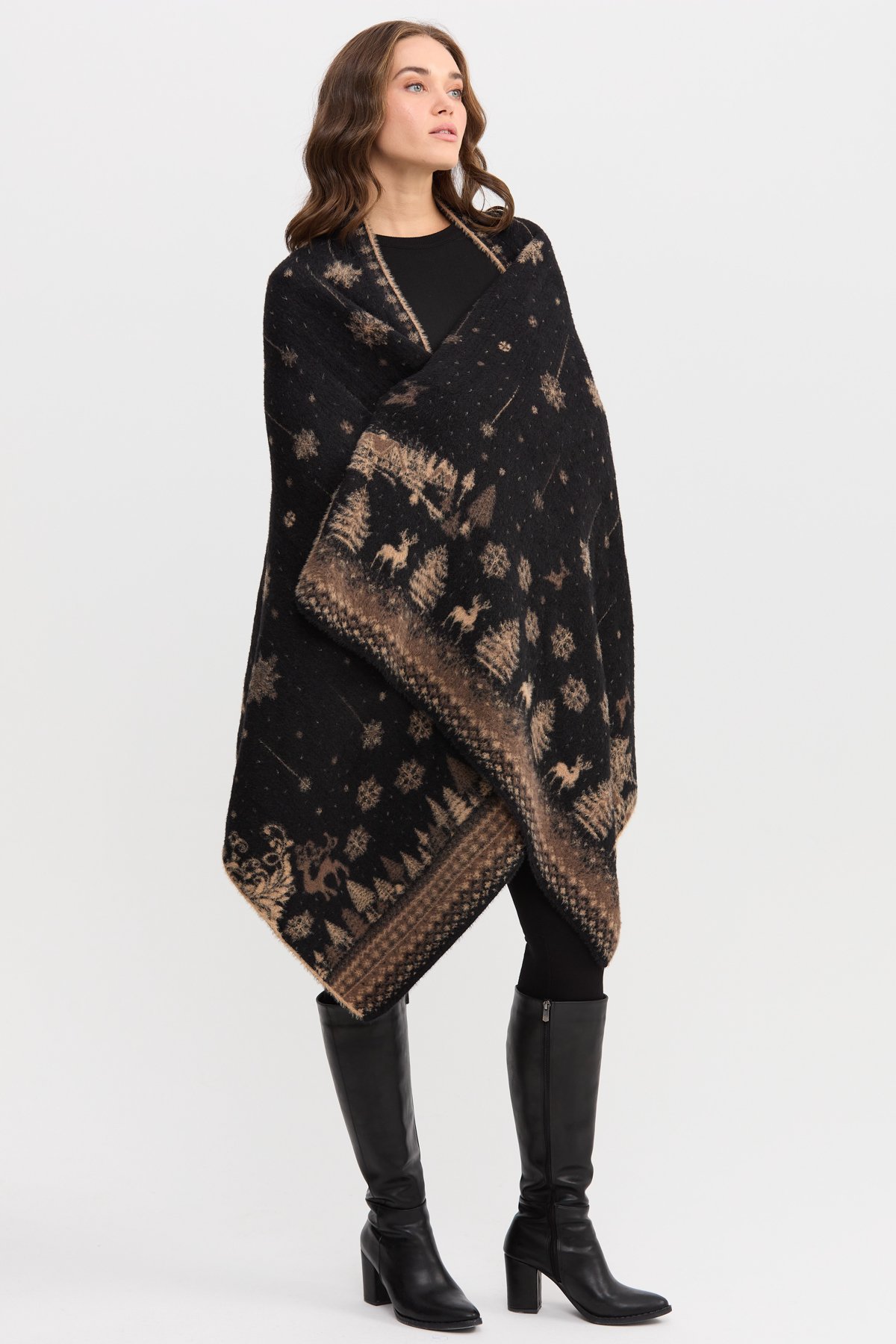22261Kadın Kırk Yama Desenli Büyük Şal 27