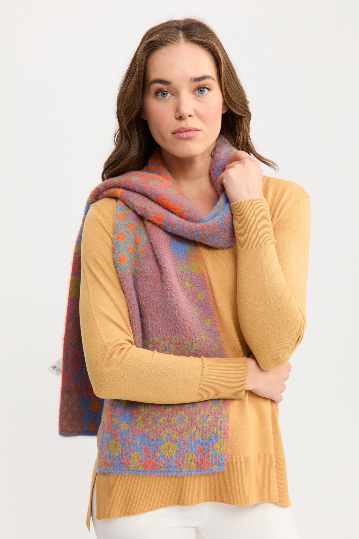 22265Kadın Kırk Yama Desenli Kaşkol 10