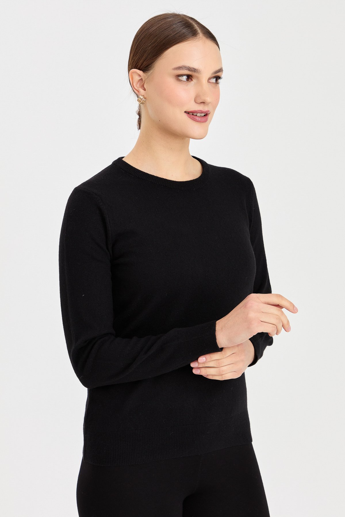 21041Kadın Klasik Bayan Bluz Siyah