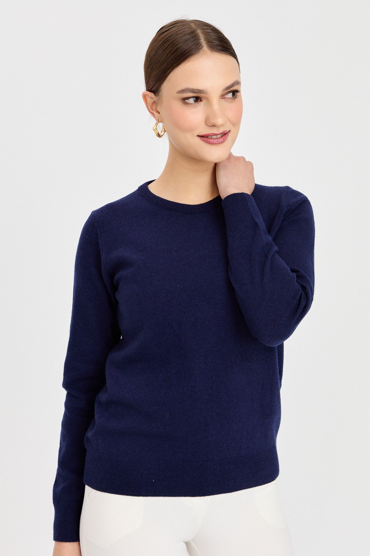 21041Kadın Klasik Bayan Bluz Y.A Lacivert