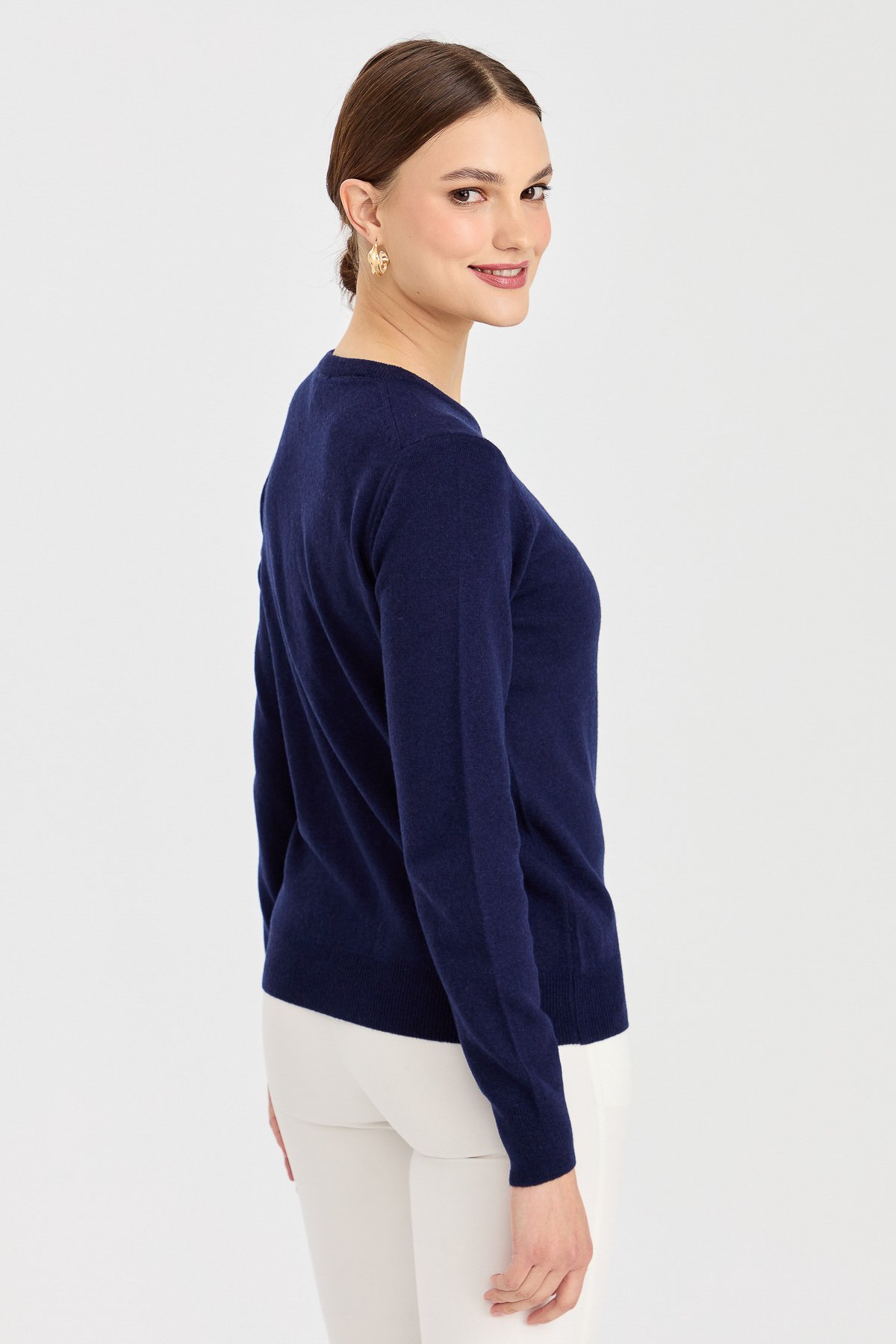 21041Kadın Klasik Bayan Bluz Y.A Lacivert