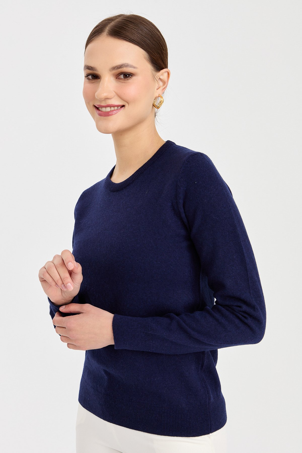 21041Kadın Klasik Bayan Bluz Y.A Lacivert