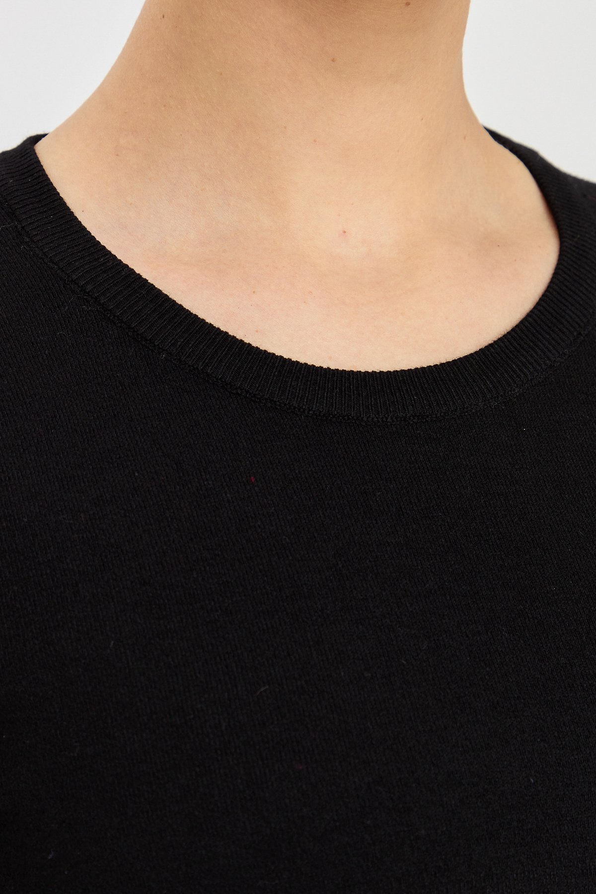 20015Kadın Likralı Uzun Kol Basic Sıfır Yaka Bluz Siyah