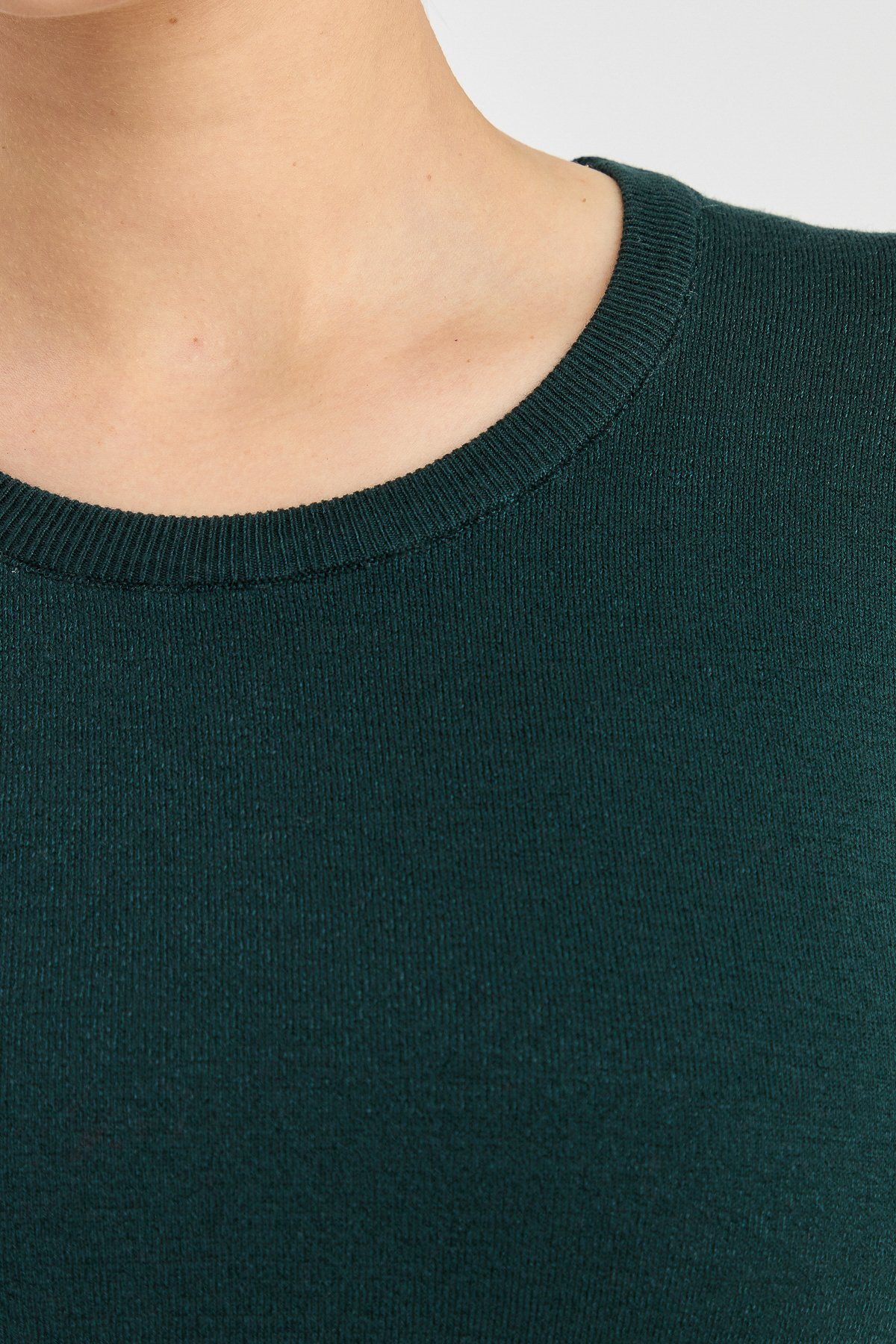 20015Kadın Likralı Uzun Kol Basic Sıfır Yaka Bluz Nefti