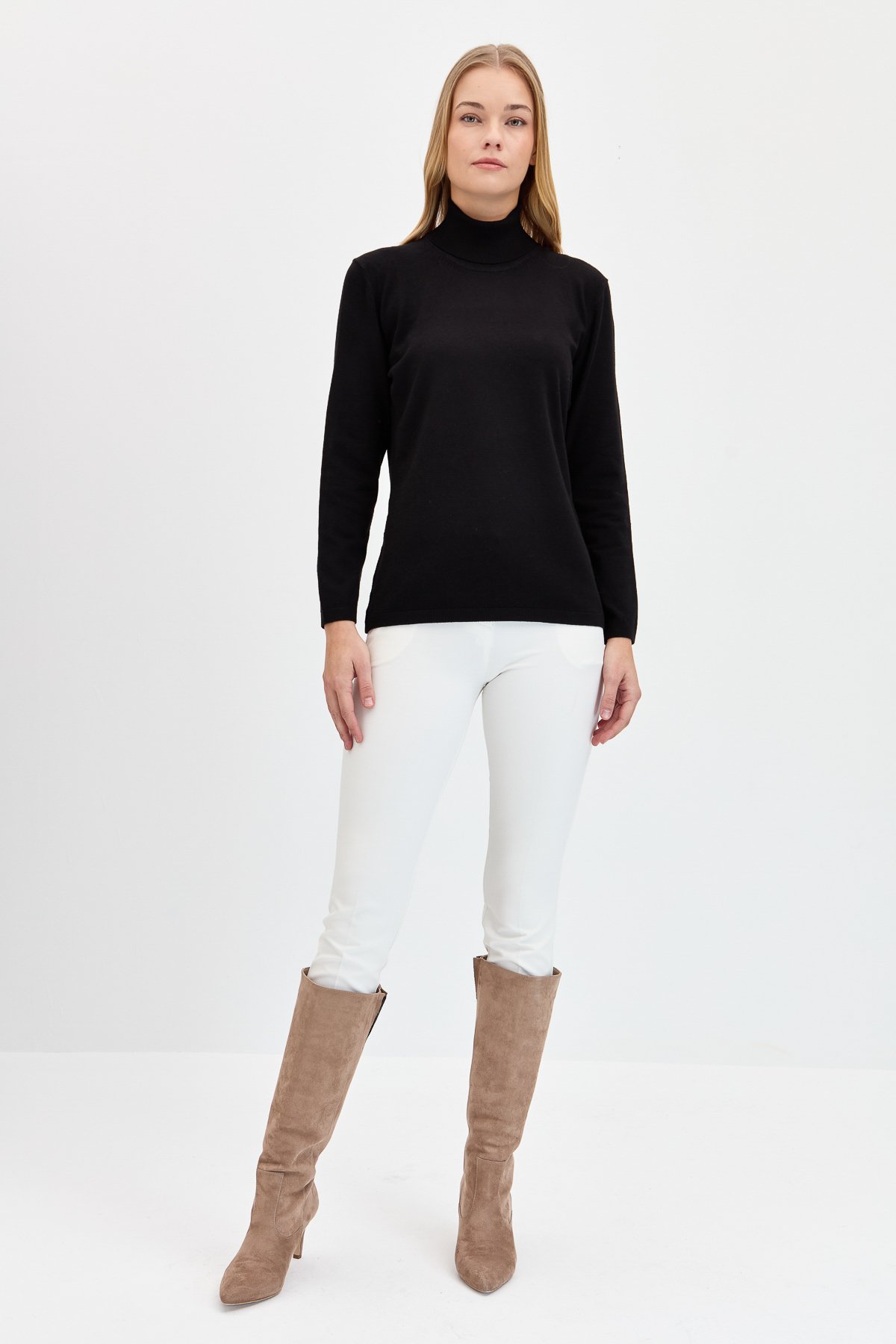 20017Женская базовая блузка из лайкры черный