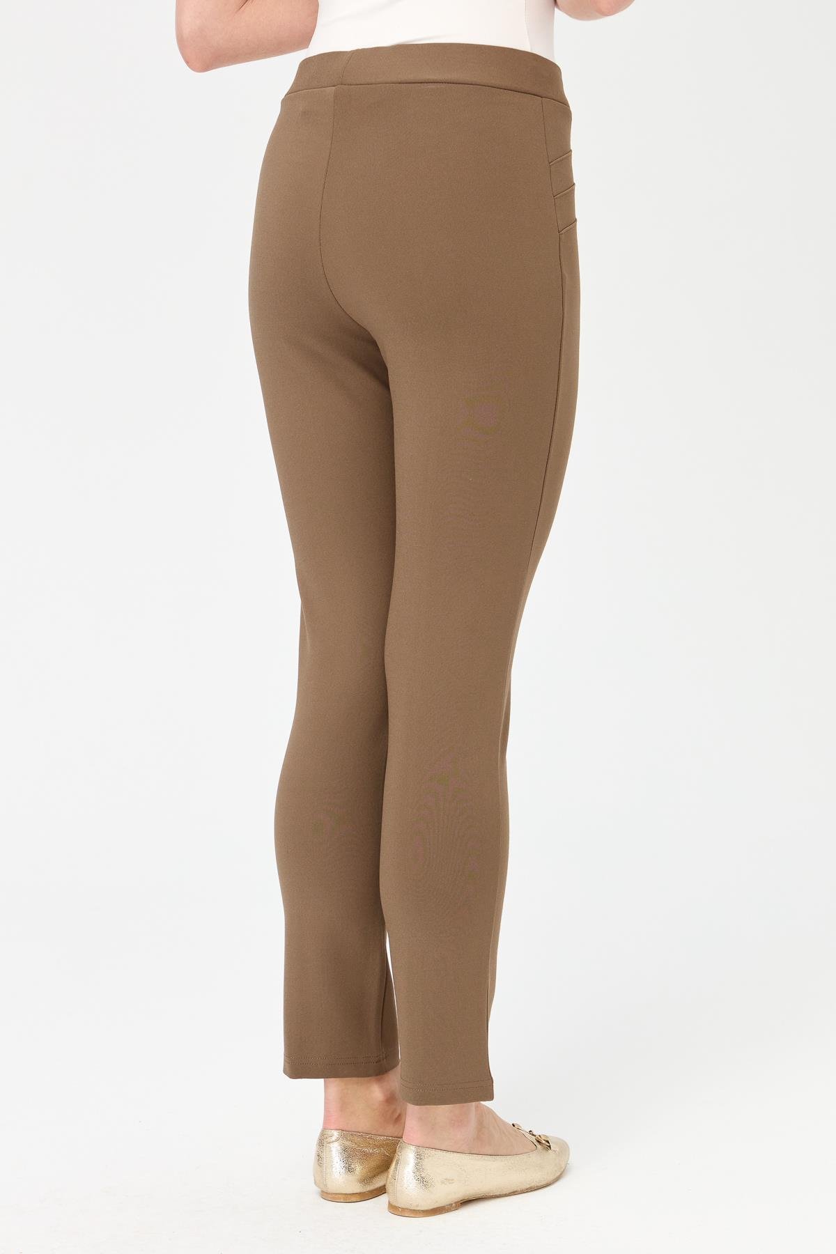 KMKPT001Kadın Nervürlü Tayt Pantolon Camel