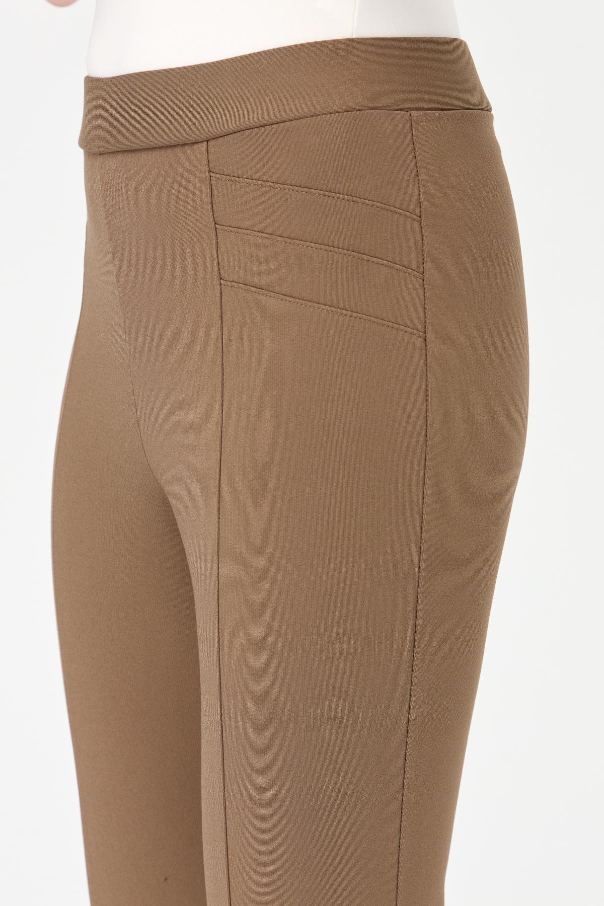 KMKPT001Kadın Nervürlü Tayt Pantolon Camel