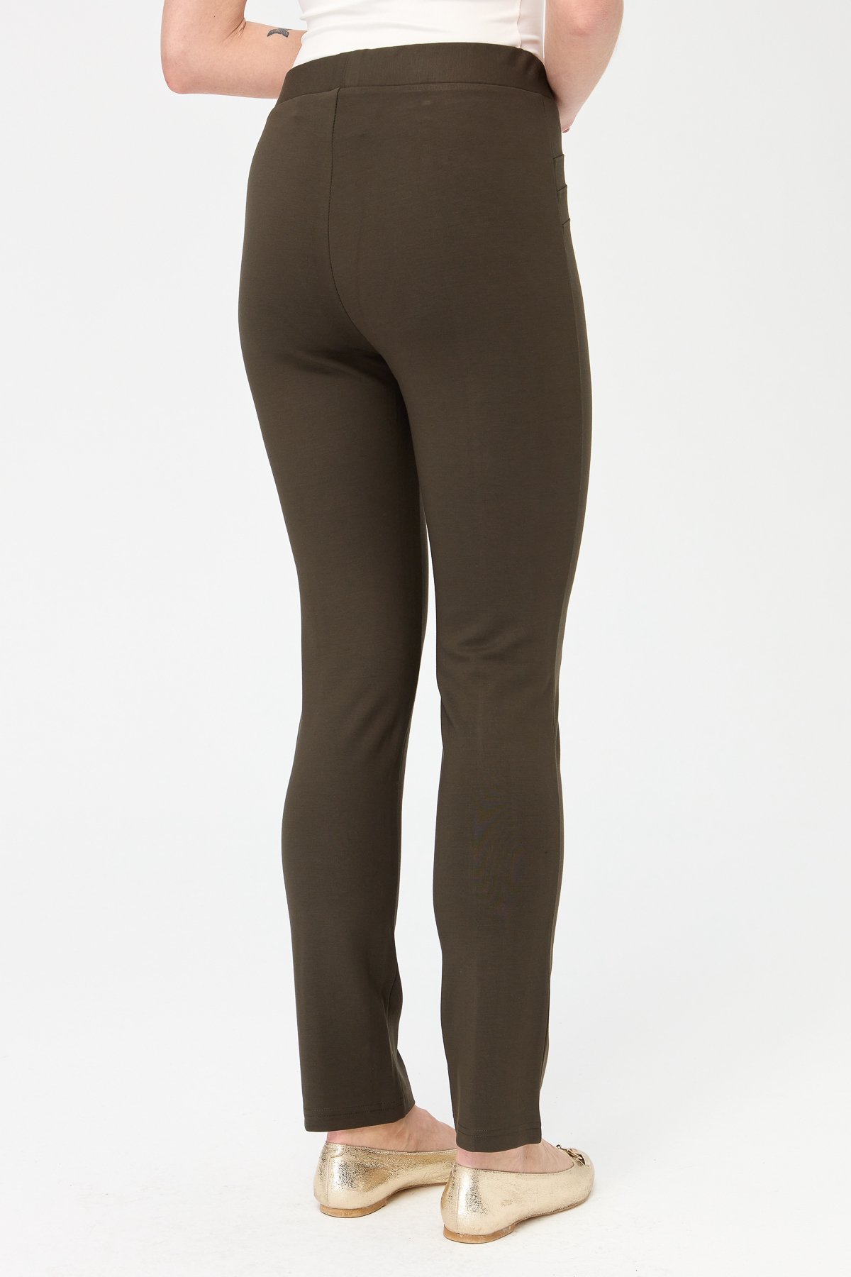 KMKPT001Kadın Nervürlü Tayt Pantolon Haki