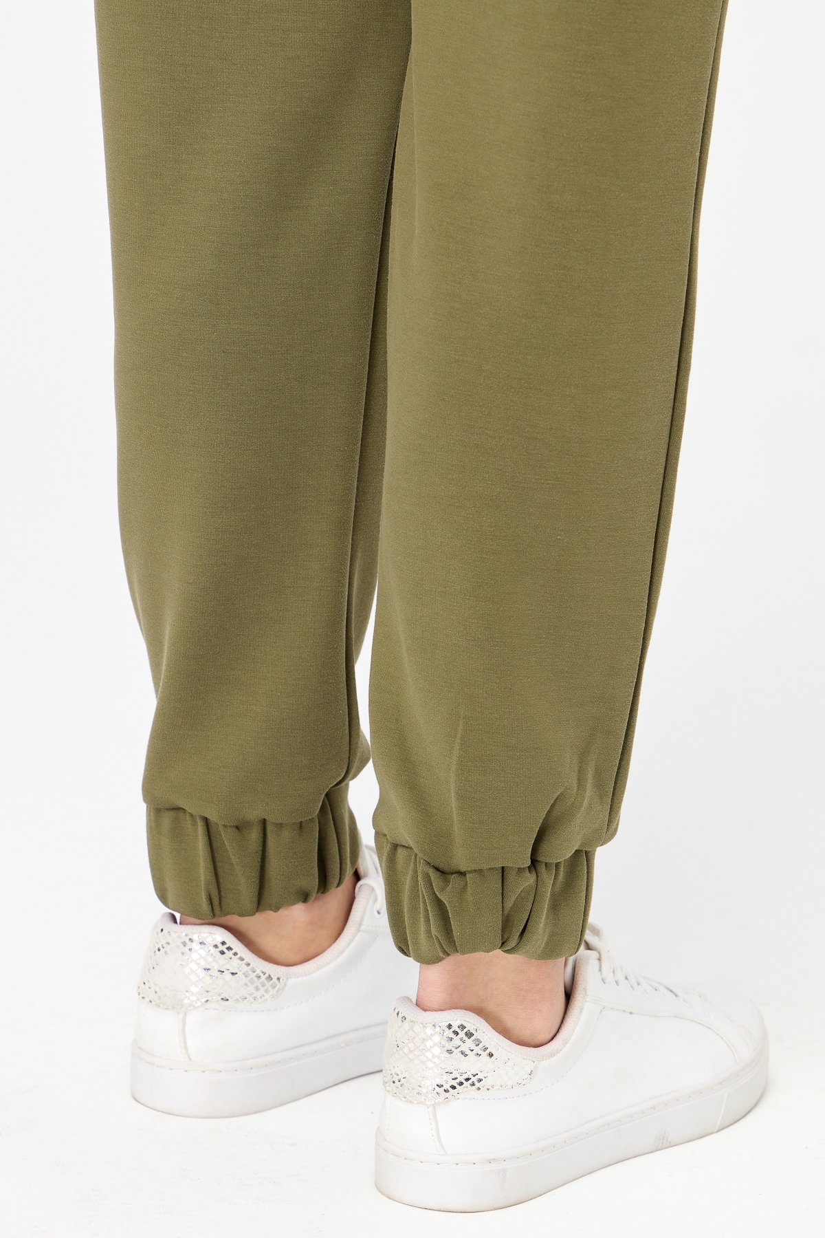KMK23007Kadın Paça Arkası Lastikli Cepli Eşofman Pantolon Haki