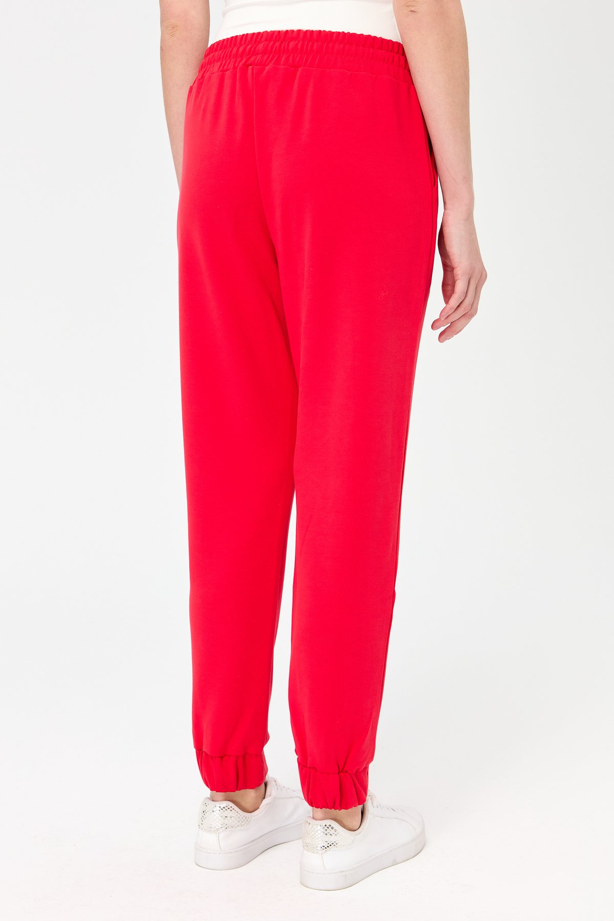 KMK23007Kadın Paça Arkası Lastikli Cepli Eşofman Pantolon Kırmızı