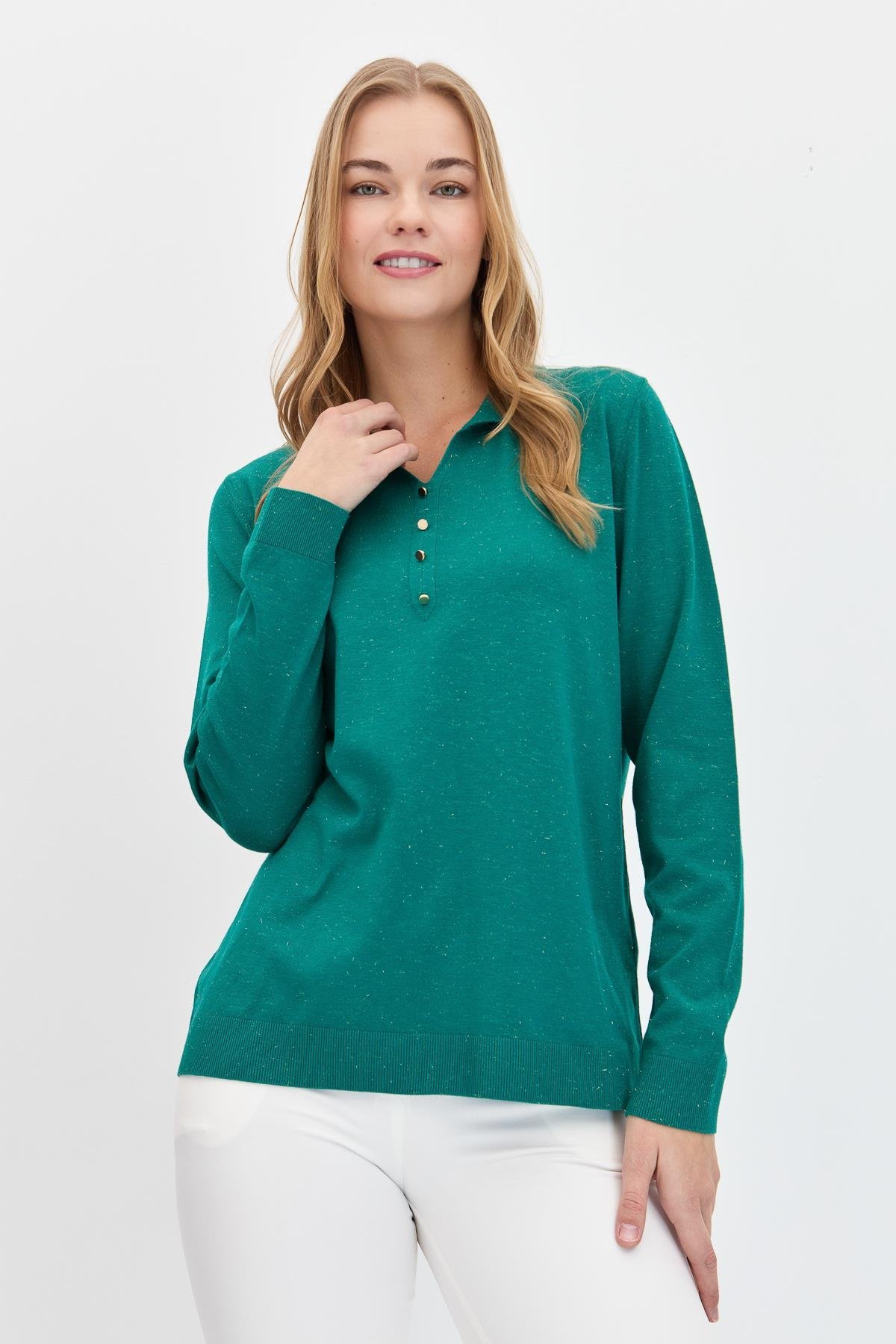 23026Kadın Polo Yaka Angelina Basic Kazak A.Ö.Başı