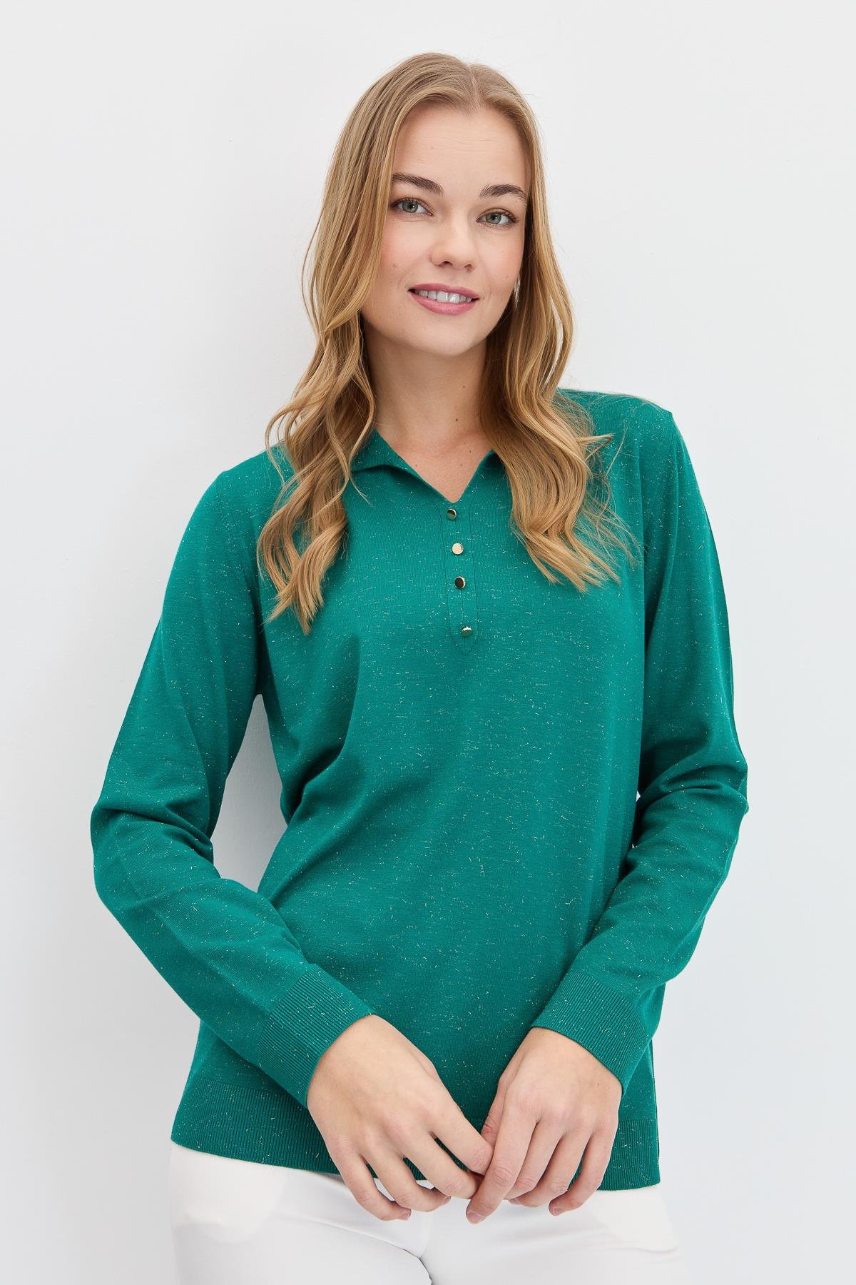 23026Kadın Polo Yaka Angelina Basic Kazak A.Ö.Başı