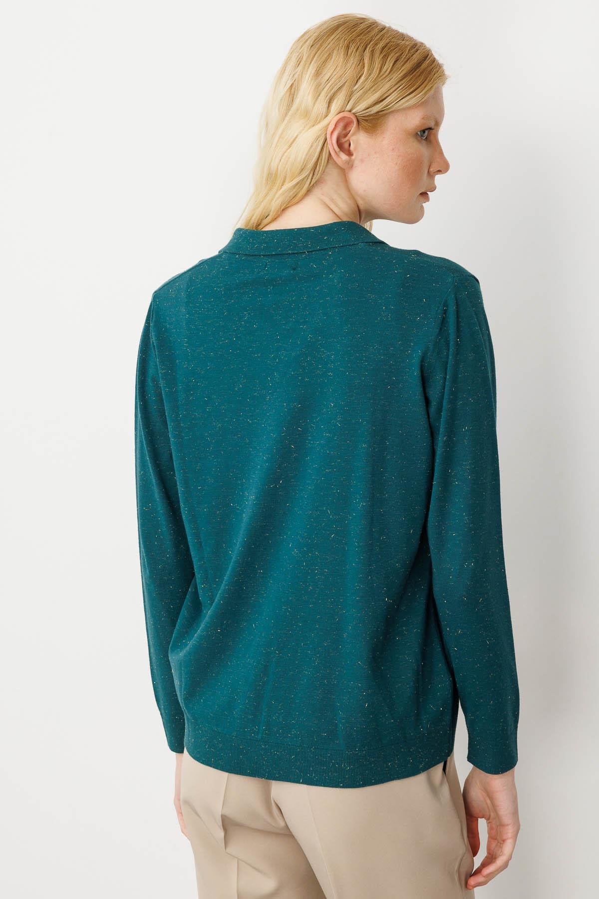 23026Kadın Polo Yaka Angelina Basic Kazak Yeşil