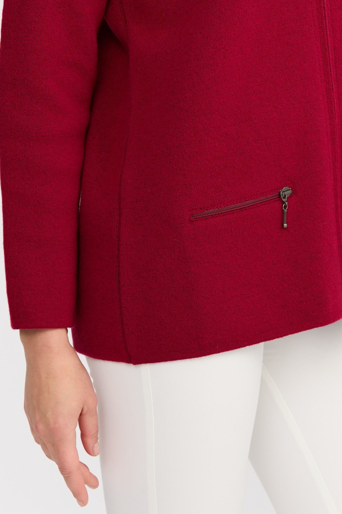 22128Kadın Polo Yaka Cebi Fermuarlı Yün Hırka V.Çürüğü