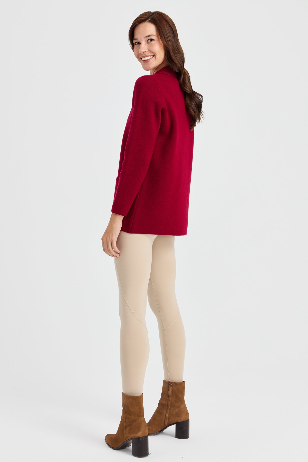 23002Kadın Polo Yaka Kenarı Dantel İşlemeli Yün Ceket V.Çürüğü