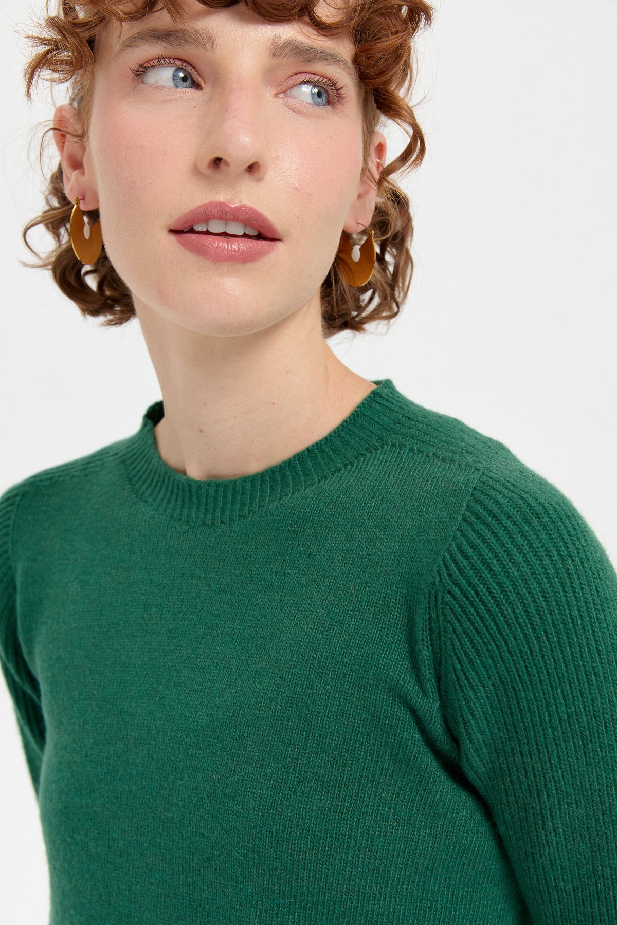 24205Kadın Sıfır Yaka Dikişsiz Cepli Yün Kazak Ö.Başı