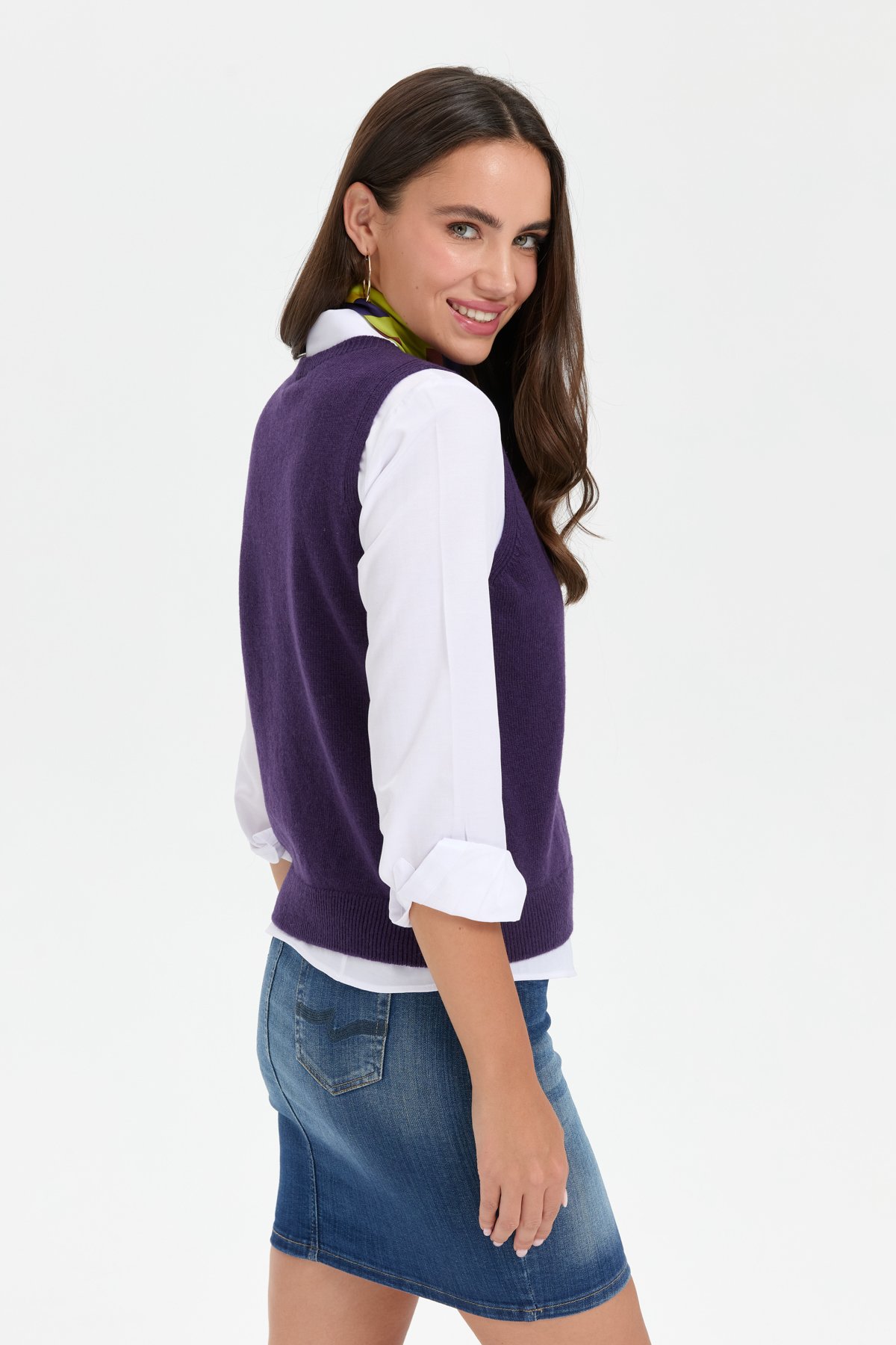 24204Kadın Sıfır Yaka Dikişsiz Cepli Yün Süveter K.Mor