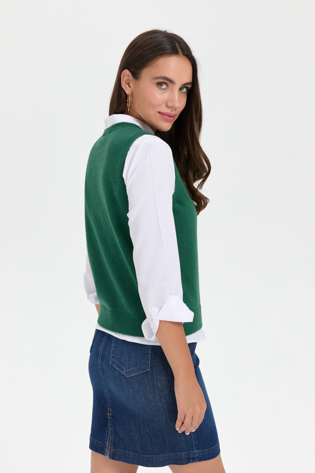 24204Kadın Sıfır Yaka Dikişsiz Cepli Yün Süveter Ö.Başı