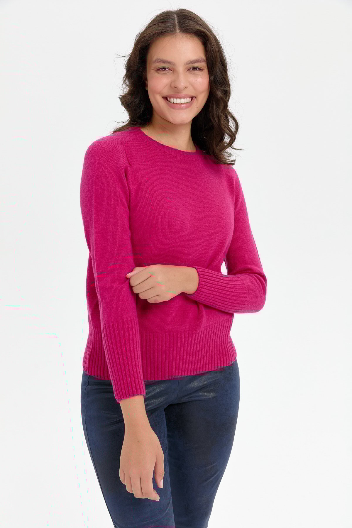 24210Kadın Sıfır Yaka Dikişsiz Eteği ve Kolu Uzun Lastik Yün Kazak Sıklamen