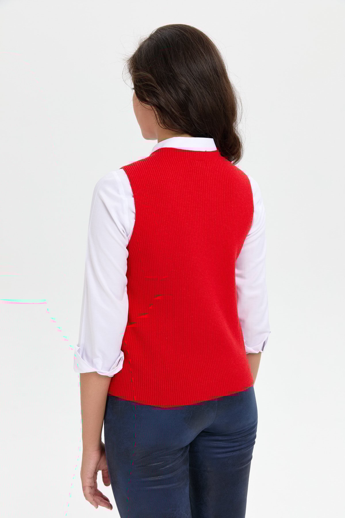 24157Kadın Sıfır Yaka Dikişsiz Önü Düğmeli Yün Süveter Mercan