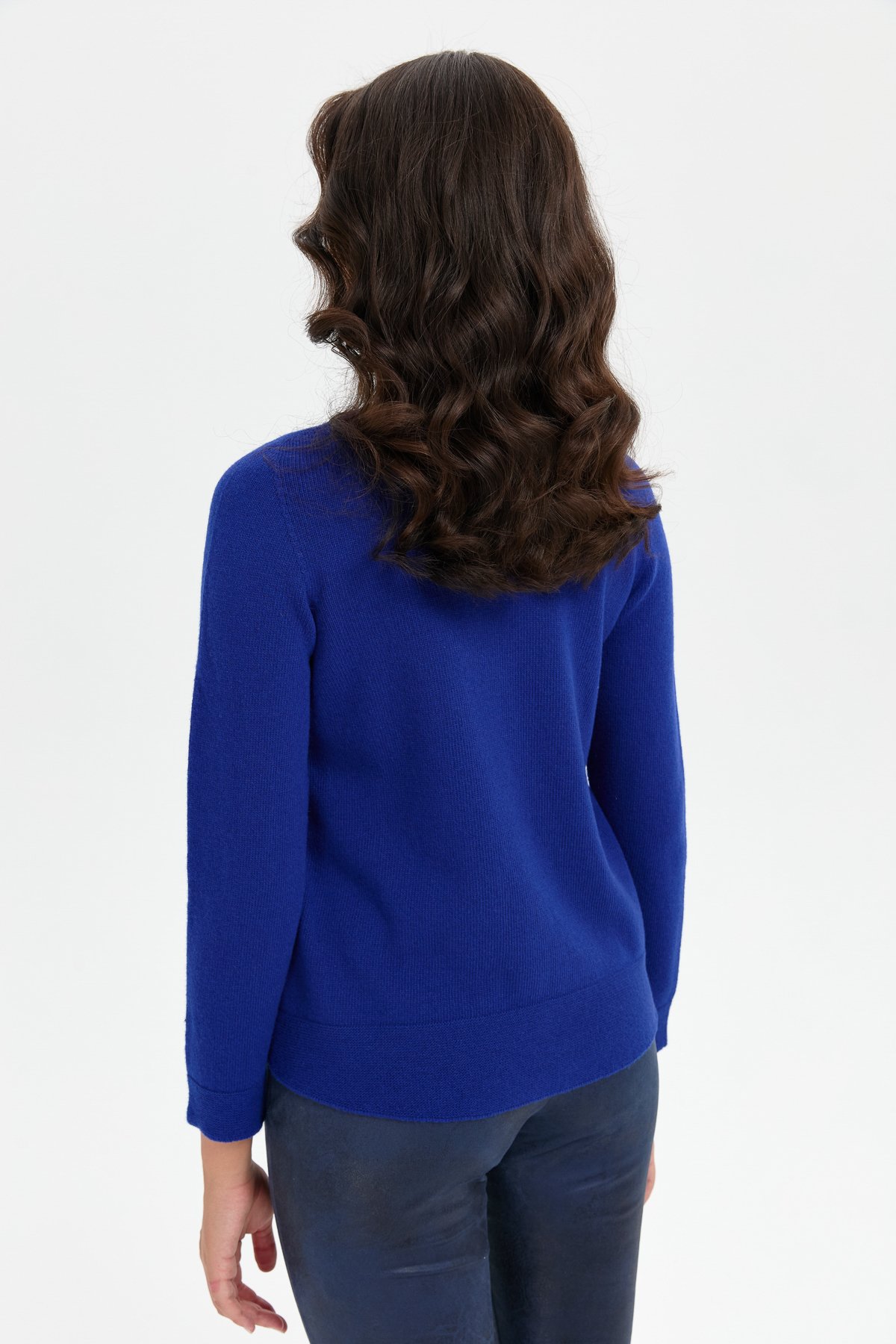 24216Kadın Sıfır Yaka Önü Taşlı Fermuarlı Yün Kazak K.Saks