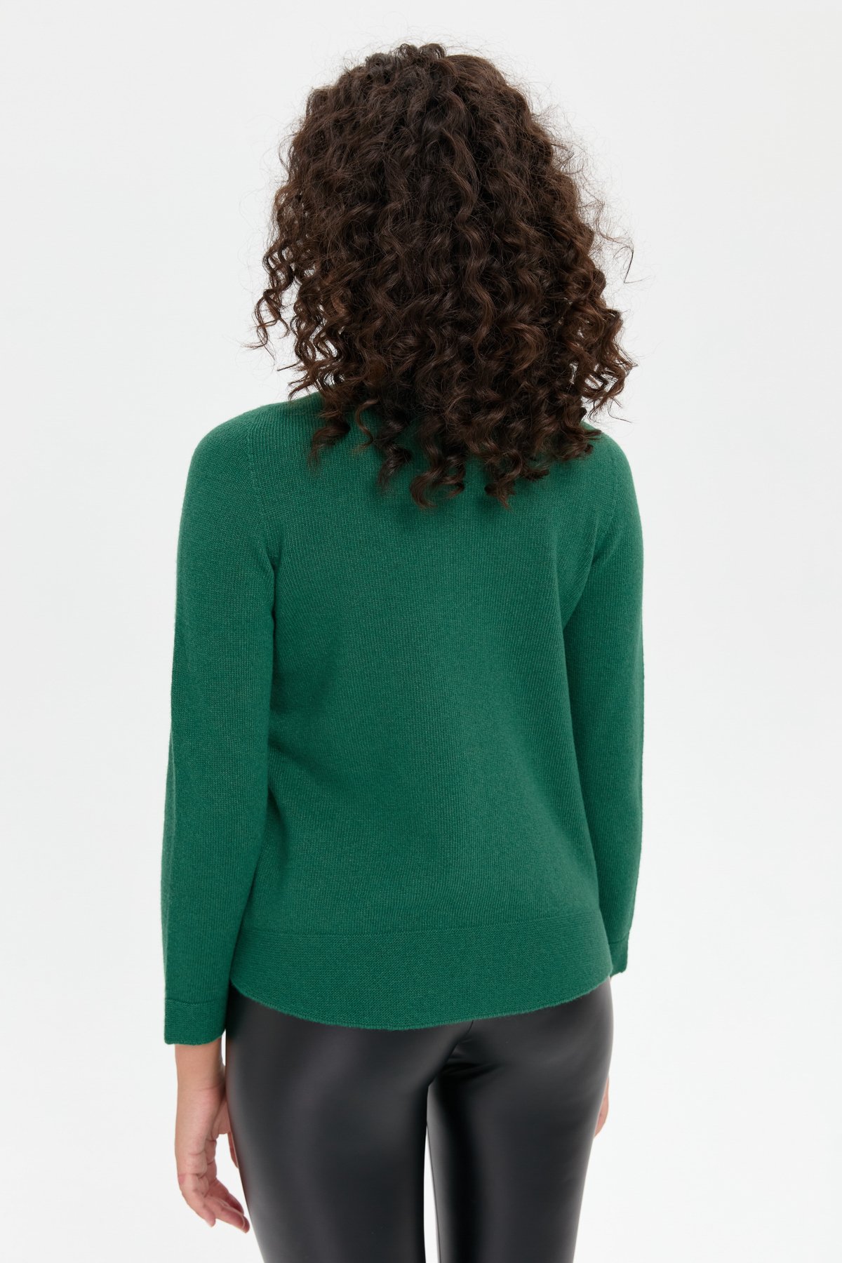 24216Kadın Sıfır Yaka Önü Taşlı Fermuarlı Yün Kazak Ö.Başı