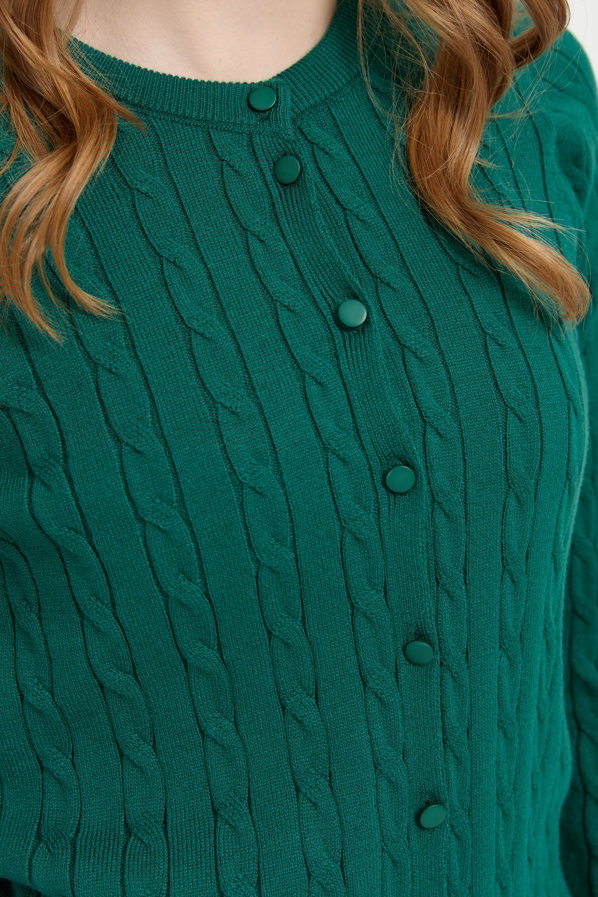 24326Kadın Sıfır Yaka Dikişsiz Saç Örgülü Hırka Ö.Başı