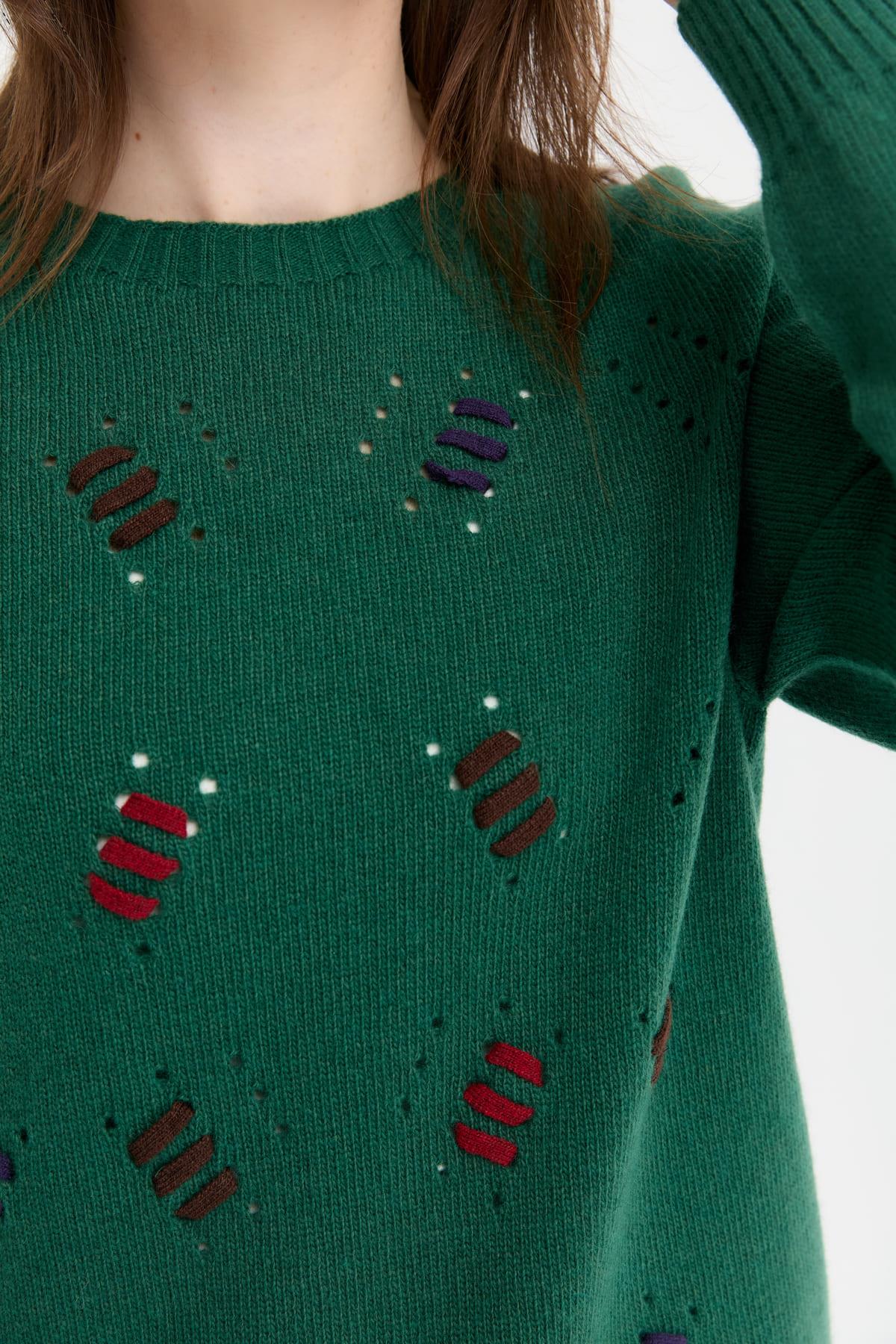 24211Kadın Sıfır Yaka Dikişsiz Yün Kazak Ö.Başı