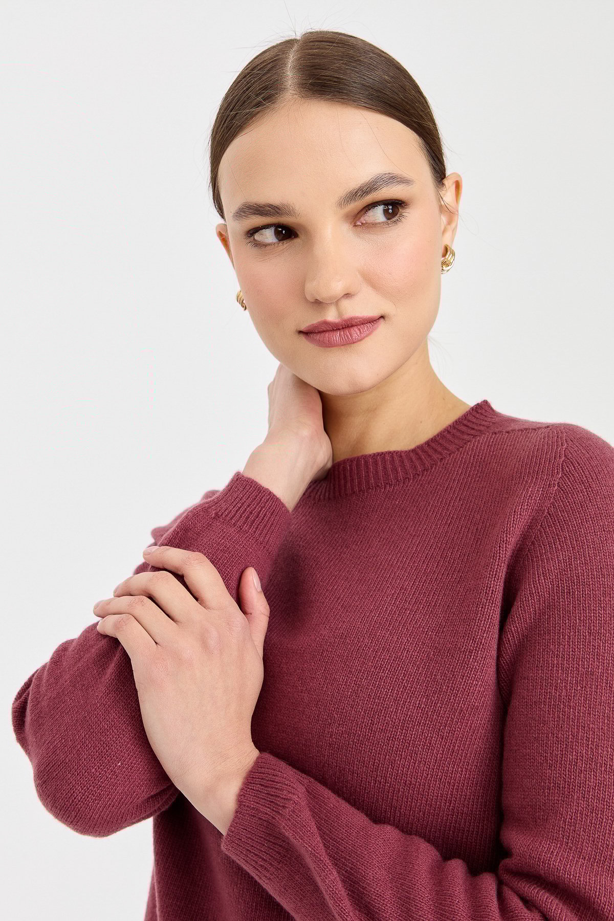 23163Kadın Sıfır Yaka Klasik Yün Kazak K.G.Kurusu