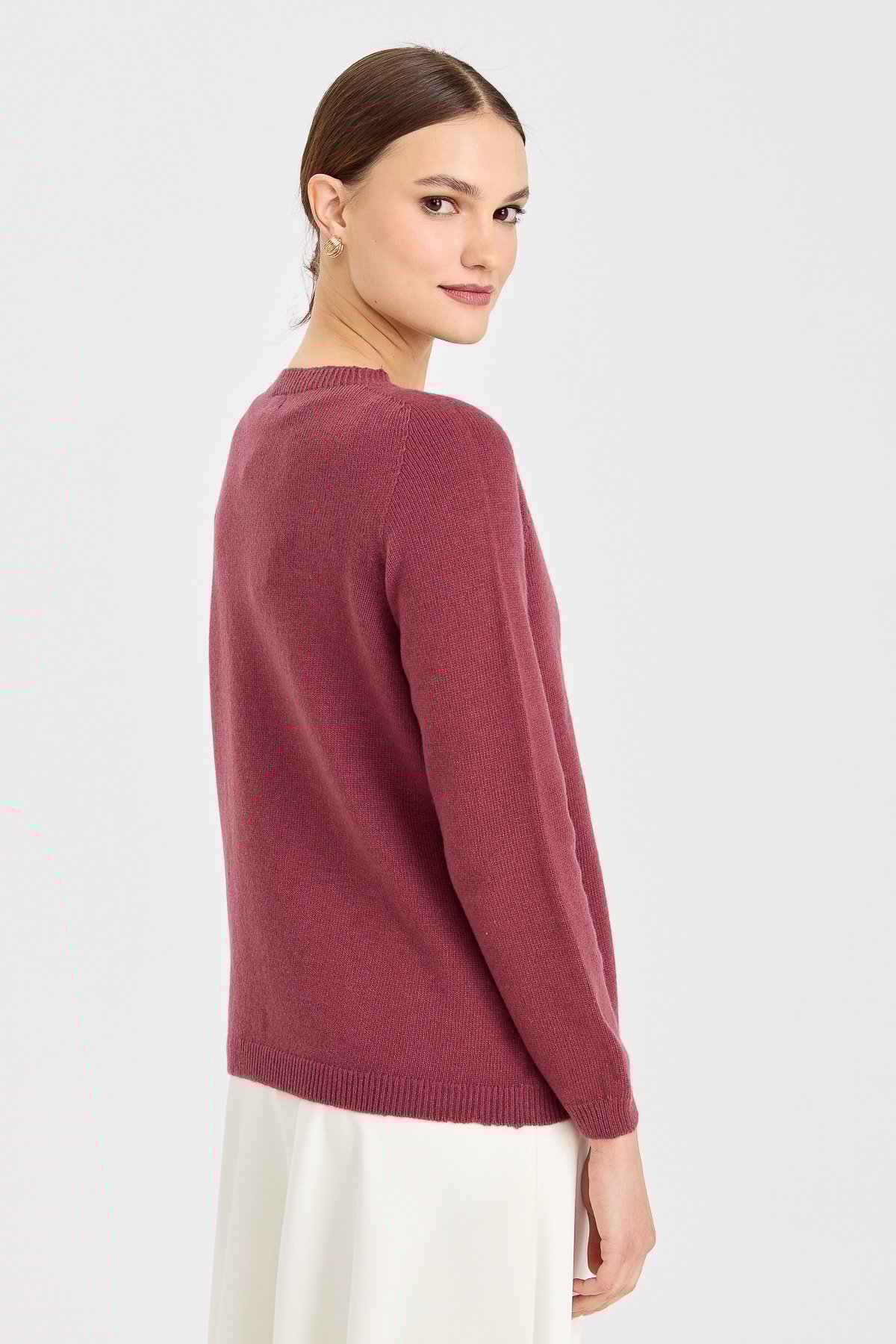 23163Kadın Sıfır Yaka Klasik Yün Kazak K.G.Kurusu