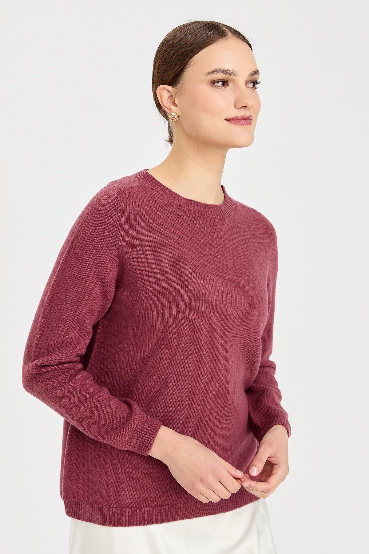 23163Kadın Sıfır Yaka Klasik Yün Kazak K.G.Kurusu