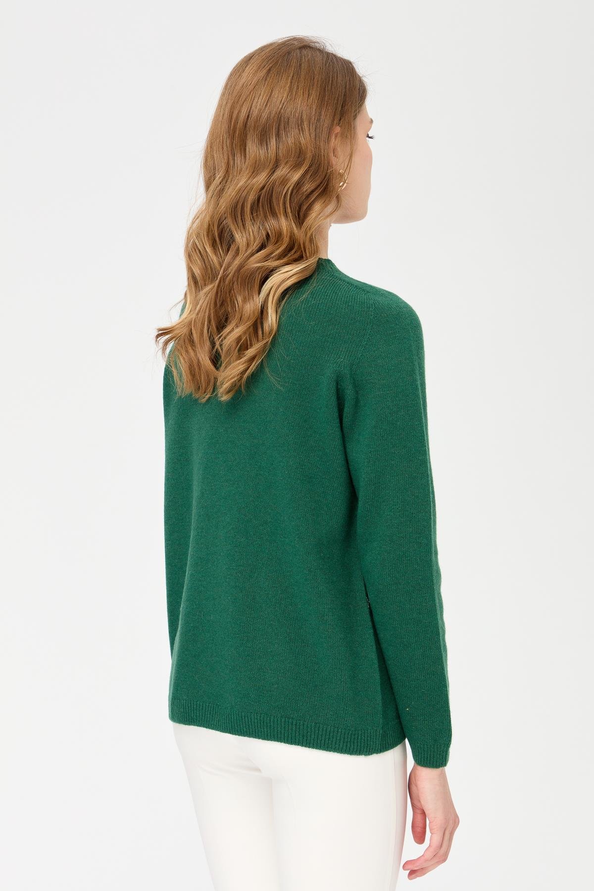 23163Kadın Sıfır Yaka Klasik Yün Kazak Ö.Başı