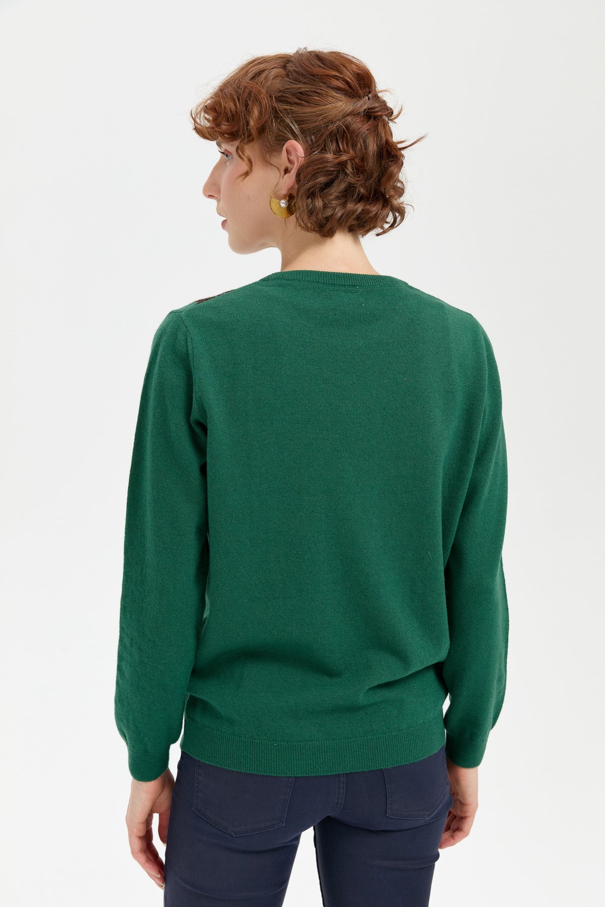 24035Kadın Sıfır Yaka Önü Baklavalı Yün Kazak Ö.Başı