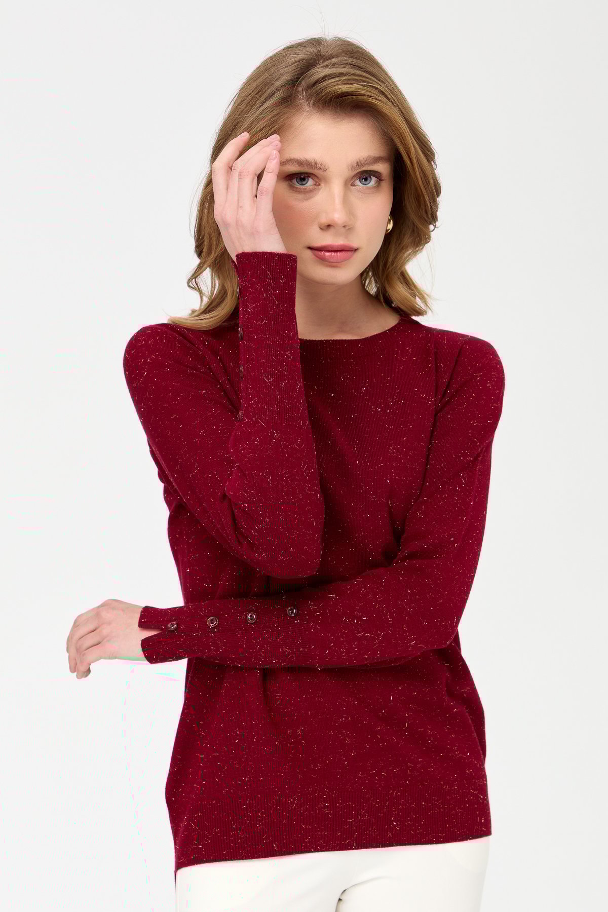 23331Kadın Sıfır Yaka Önü Kısa Arkası Uzun Kazak V.Çürüğü