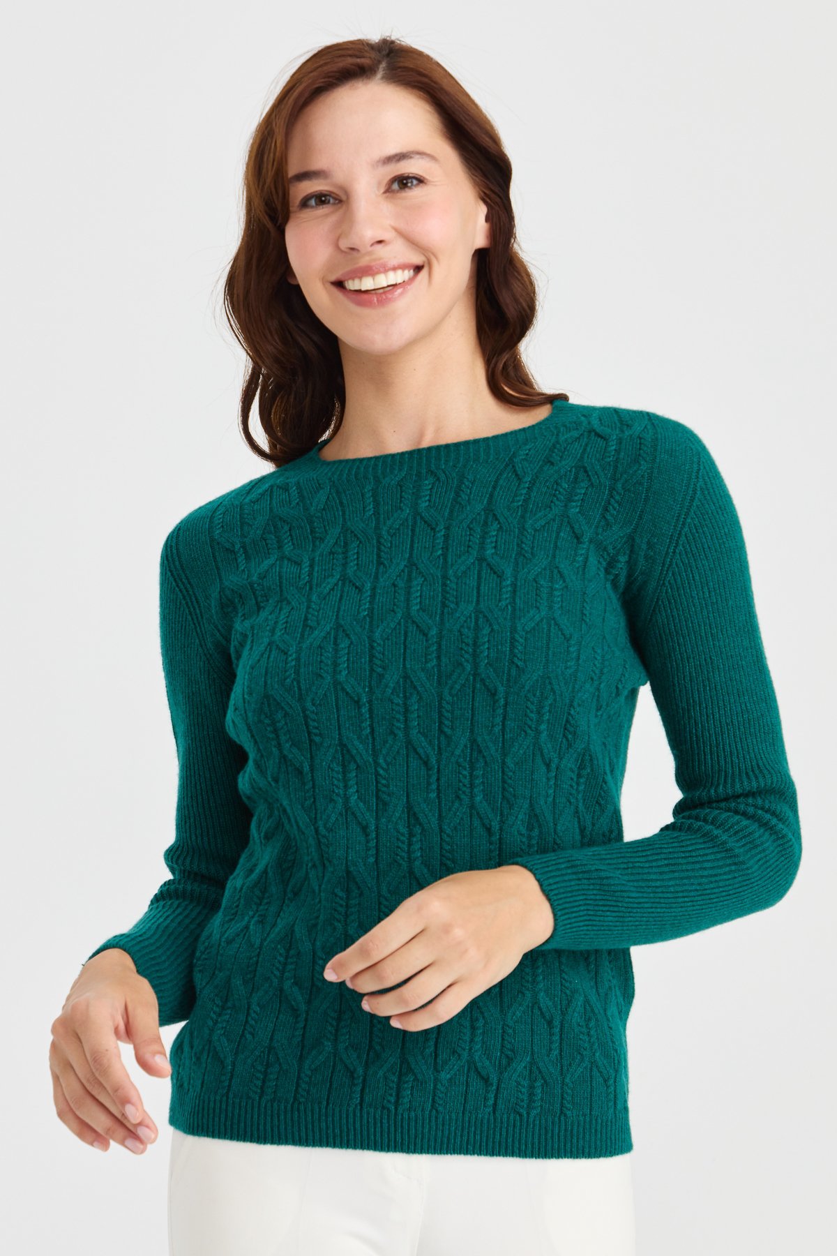 23152Kadın Sıfır Yaka Önü Yürütmeli Yün Kazak K.Ö.başı